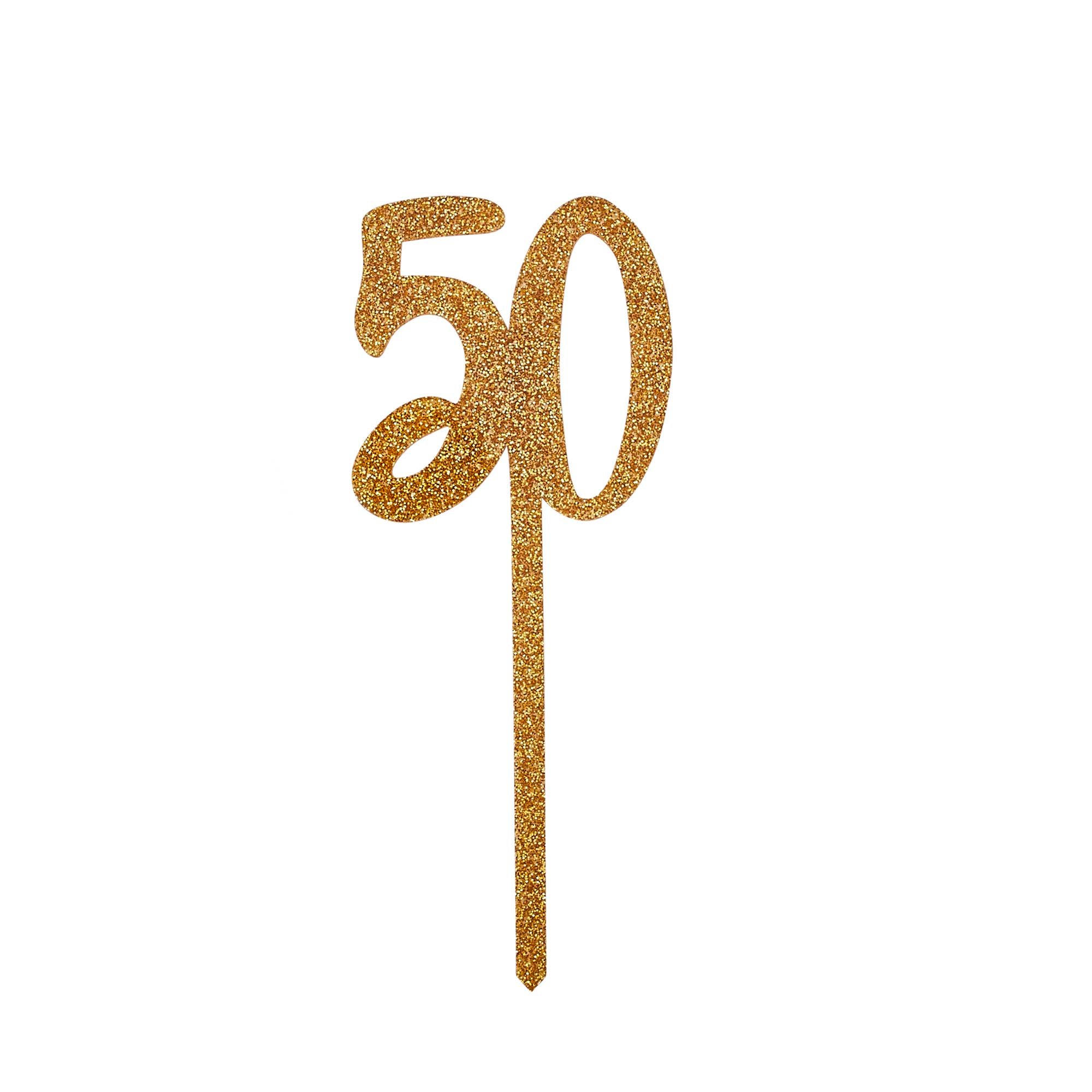 Metallic 50 Glitter Acrylic Cake Topper (3 Colour Options)
