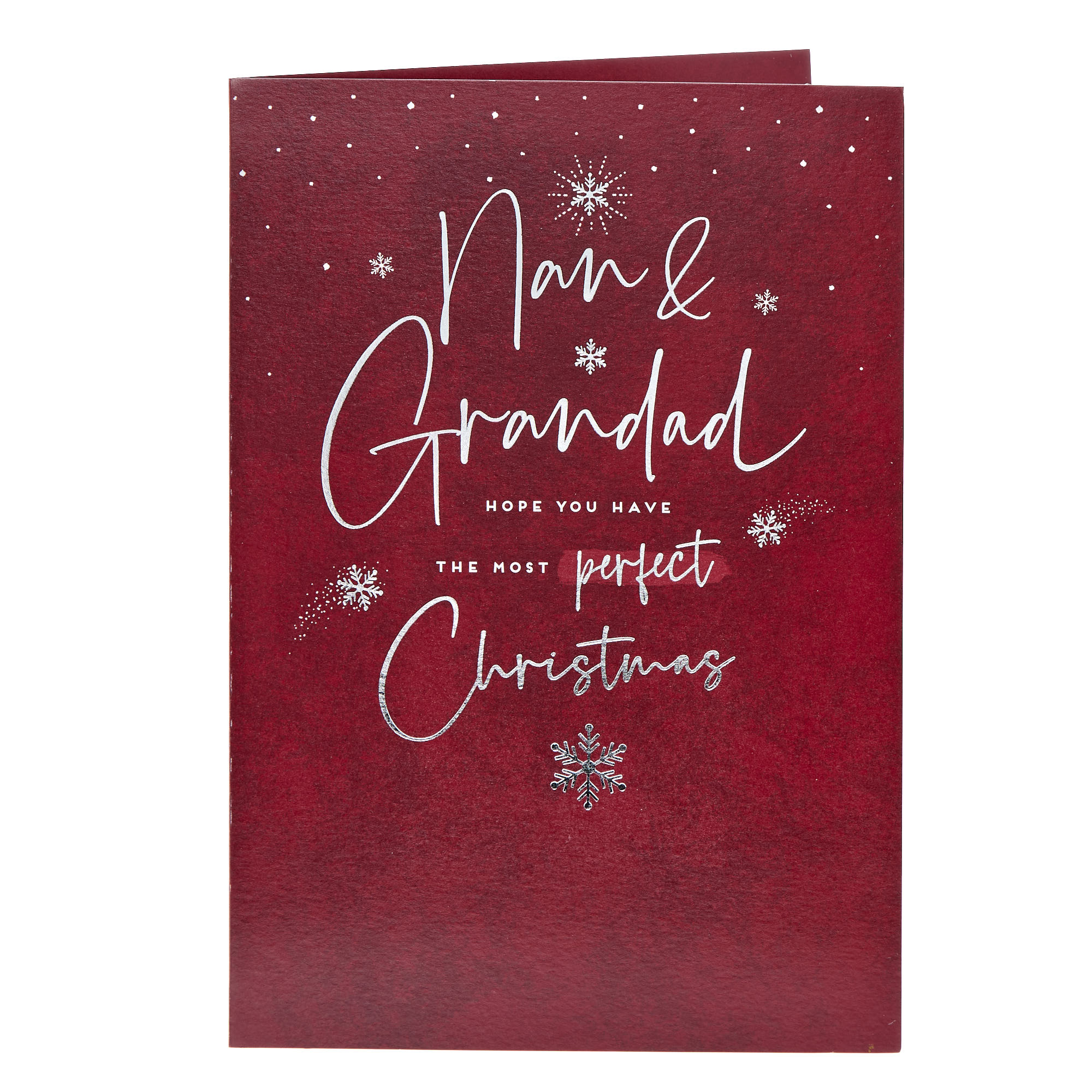 Nan & Grandad Red & Silver Snowflakes Christmas Card