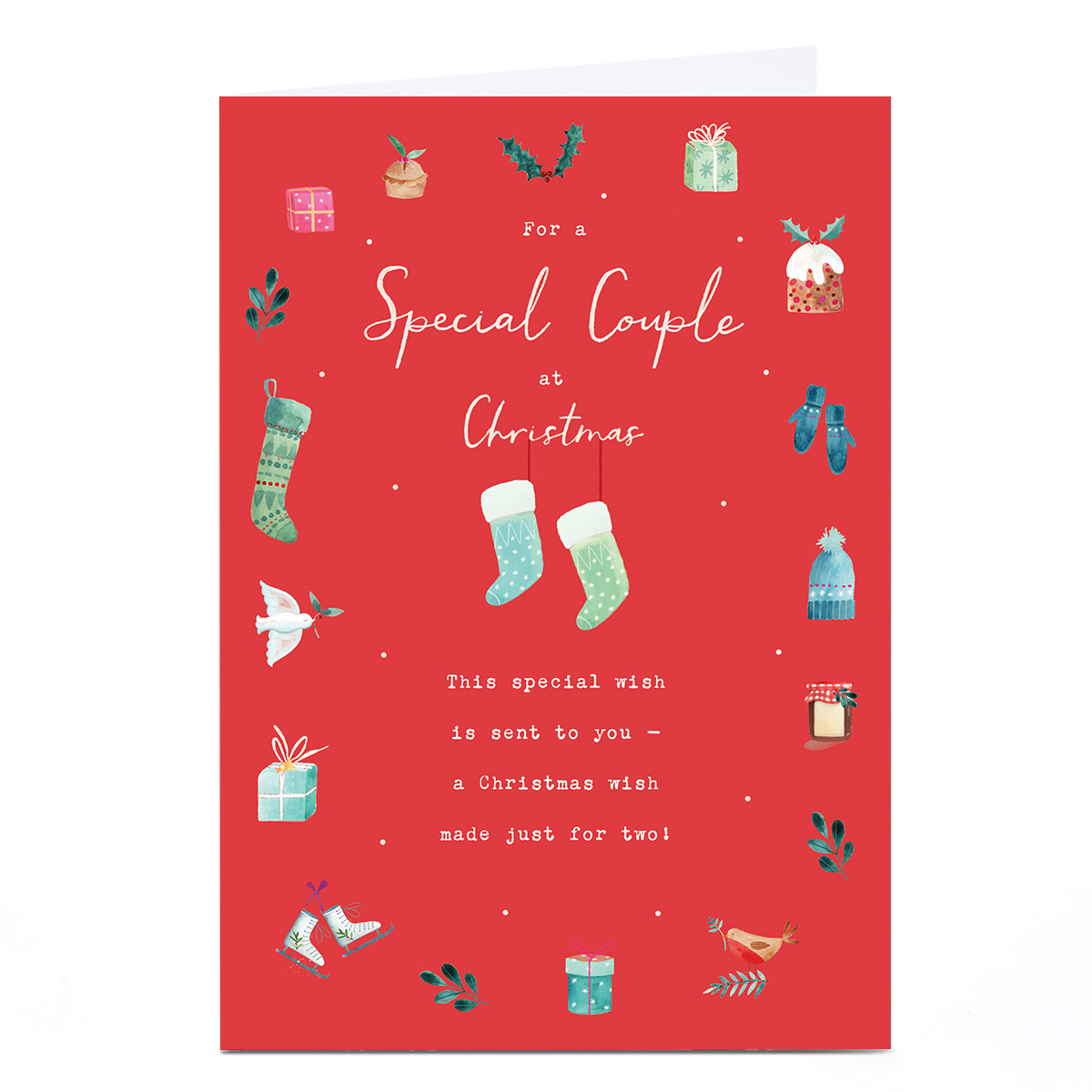 Christmas Card - Special Couple - Stockings and other Christmas icons
