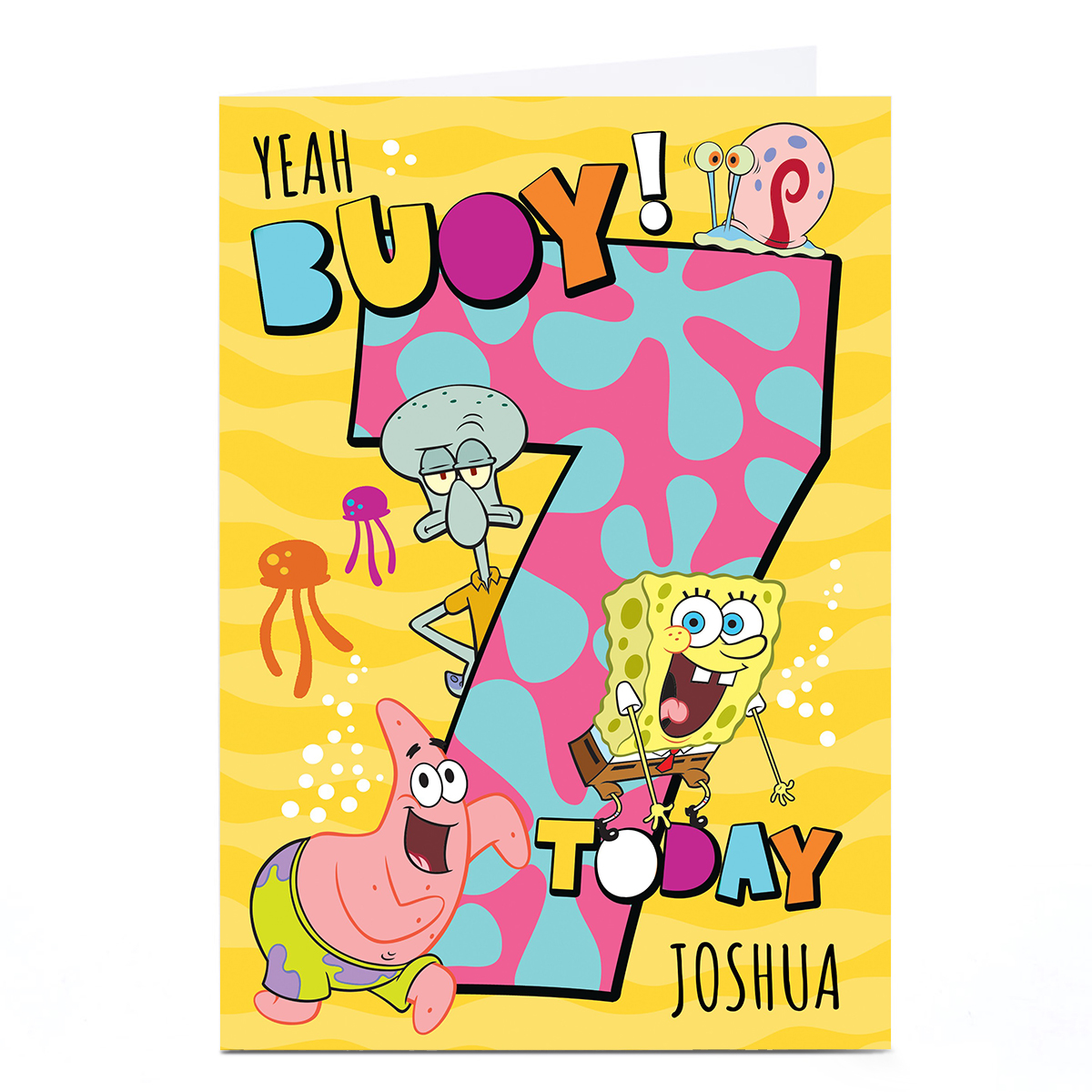 Personalised Birthday Card - Spongebob 7 today
