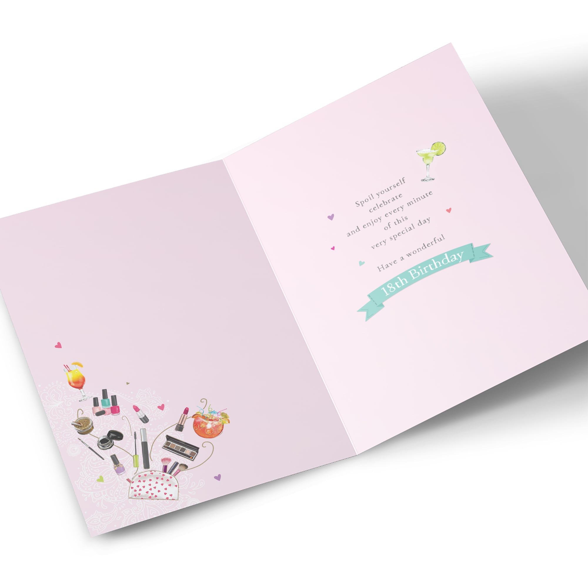 18th Birthday Card - Makeup and Cocktails, Granddaughter