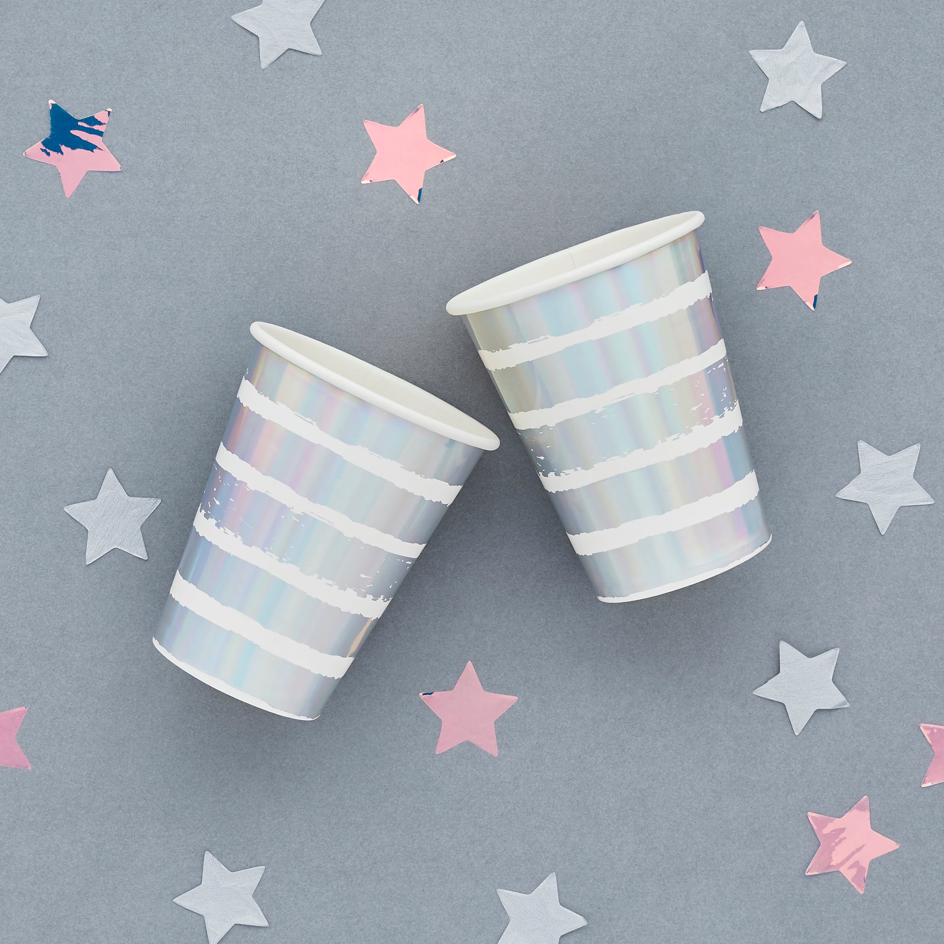 Metallic Iridescent Striped Paper Cups - Pack of 8