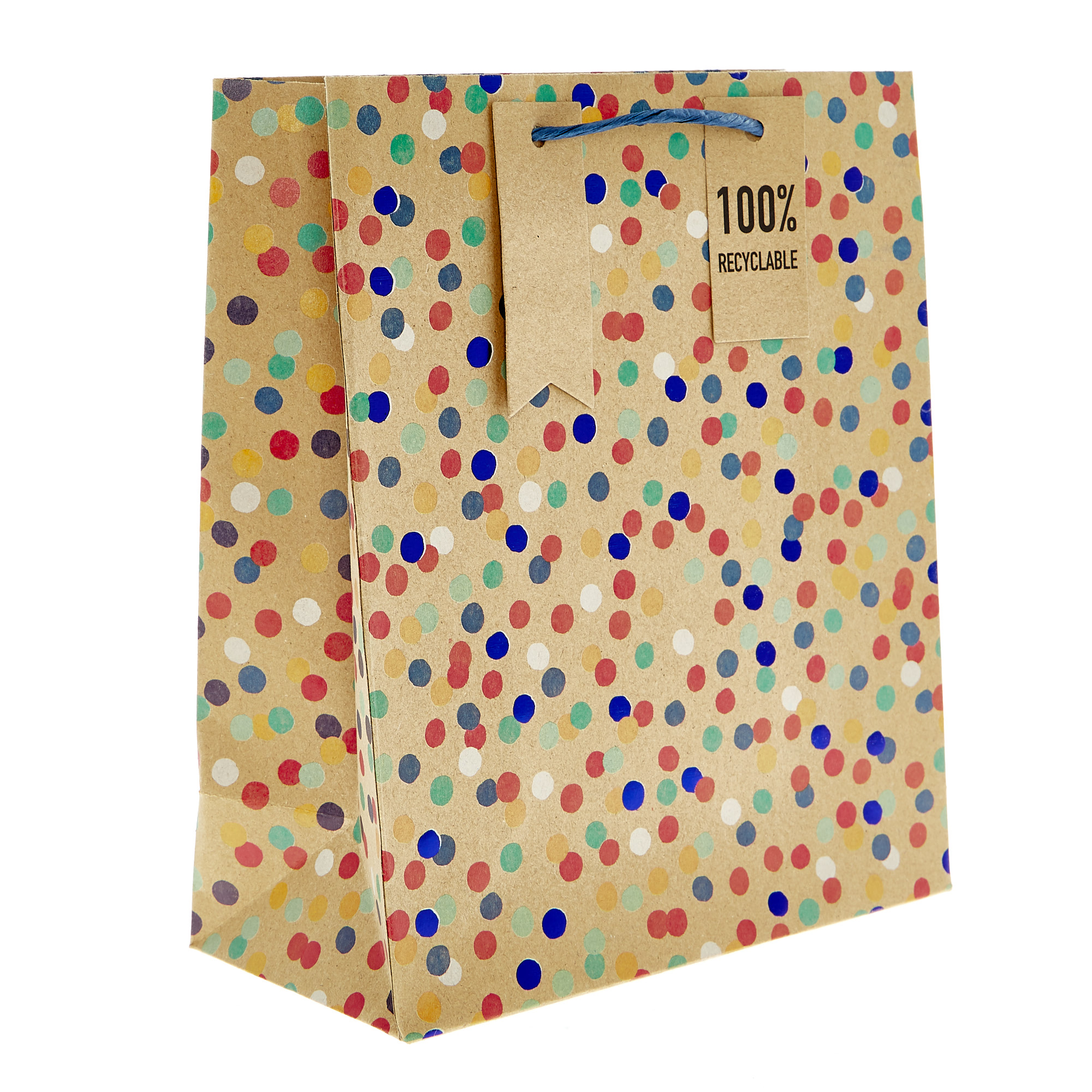 Medium Recyclable Kraft Polka-Dot Gift Bag