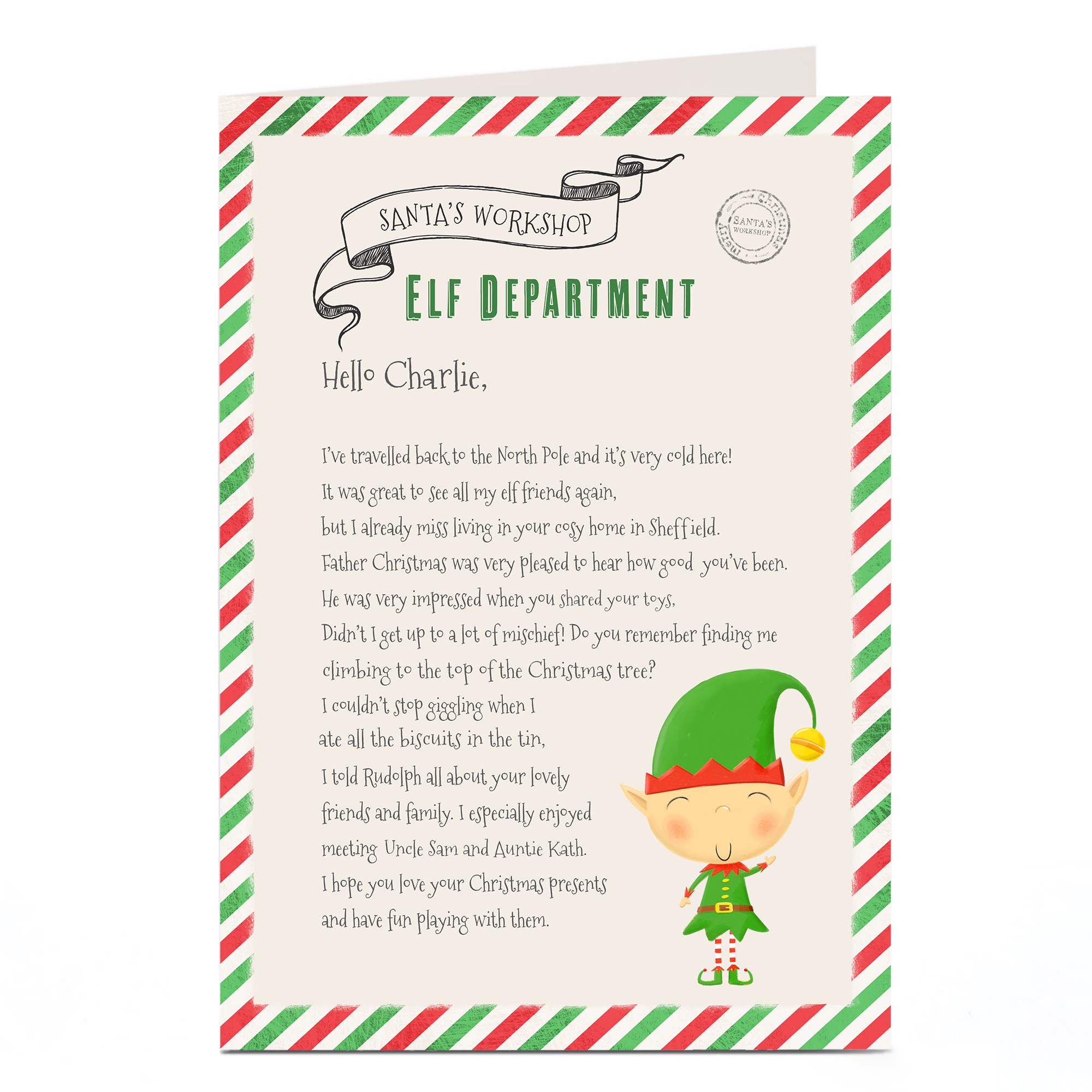 Personalised Letter From Santa - Elf Department