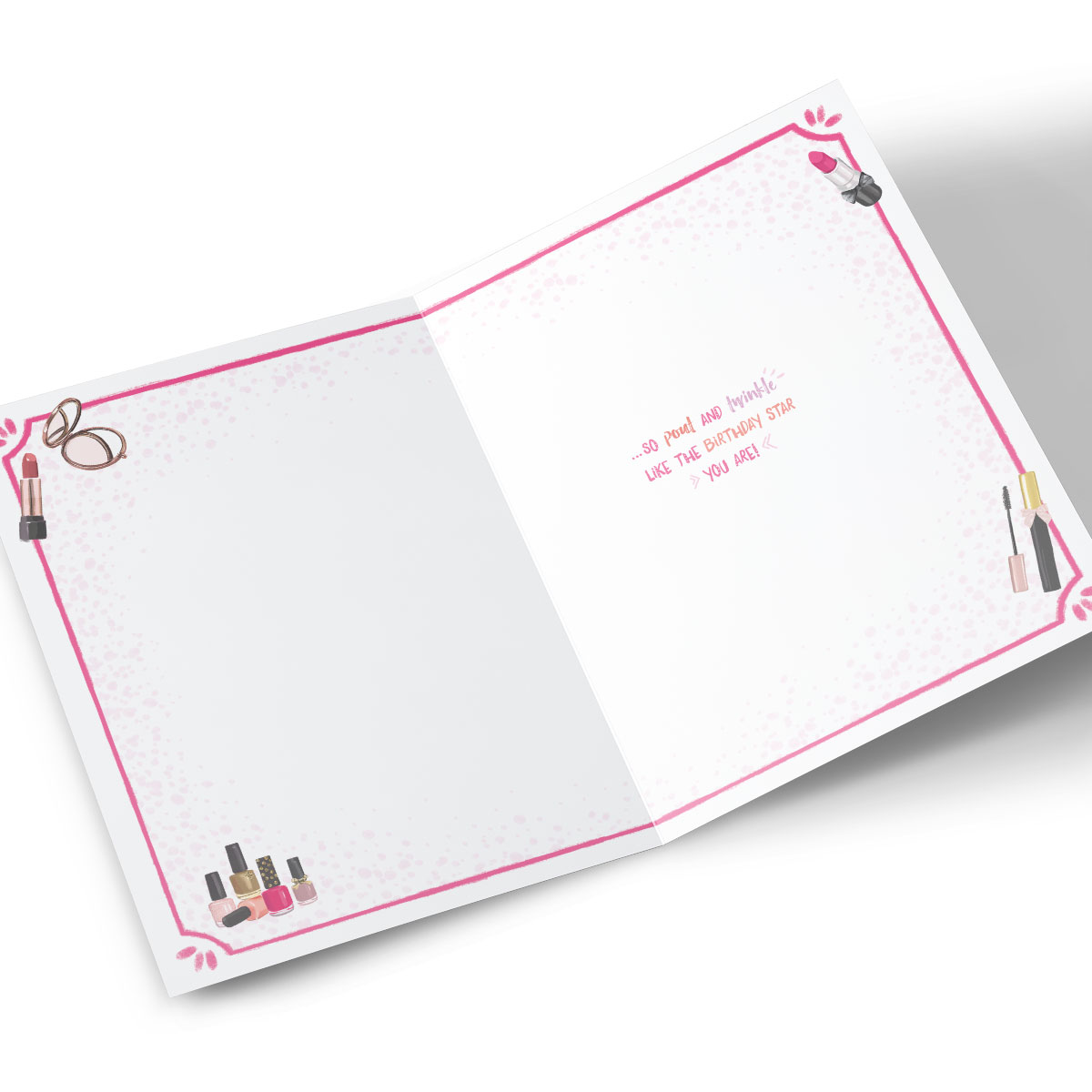 Personalised Editable Age Birthday Card - Pink Lashes, Lippy & Sparkle