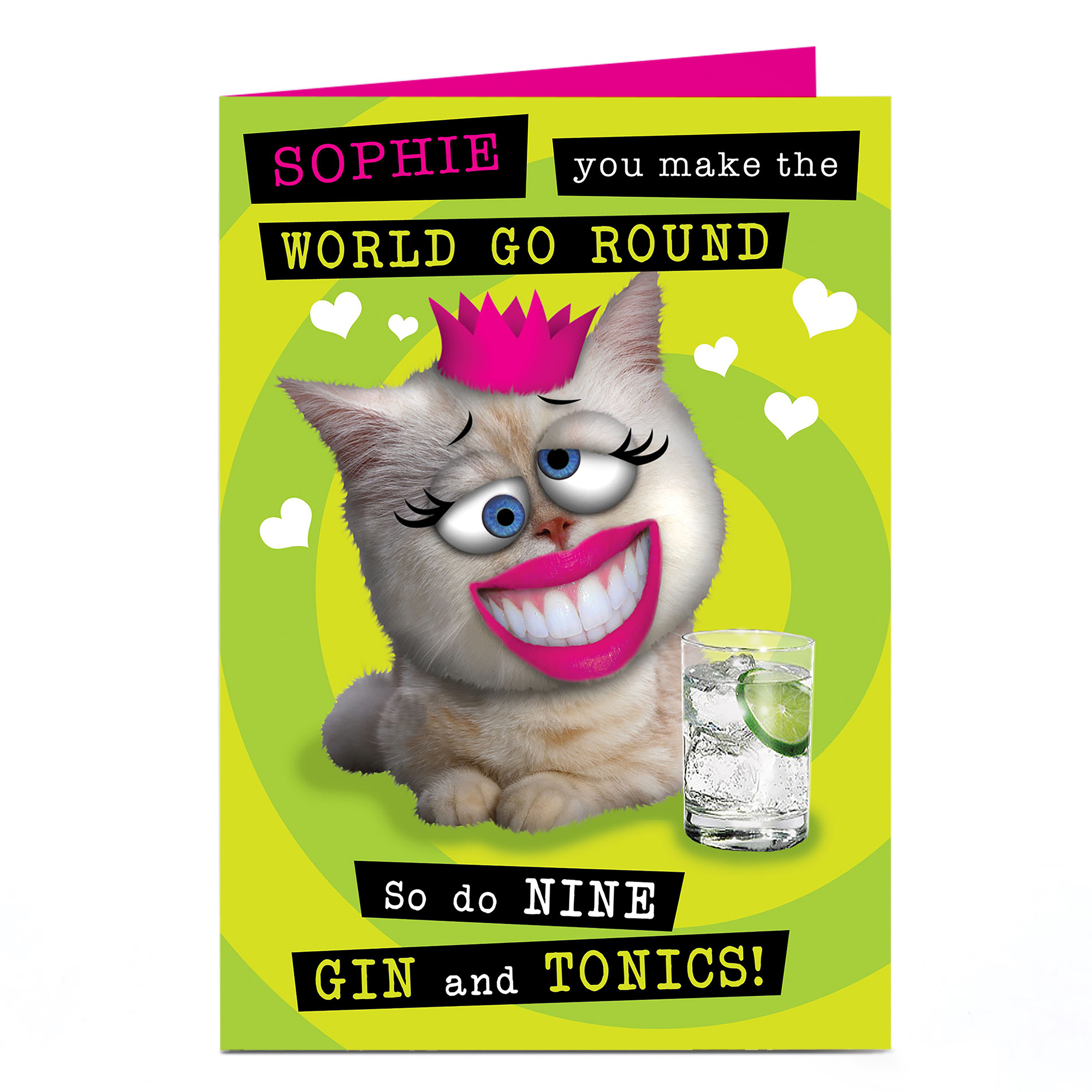 Personalised Birthday Card - Nine Gin & Tonics Cat