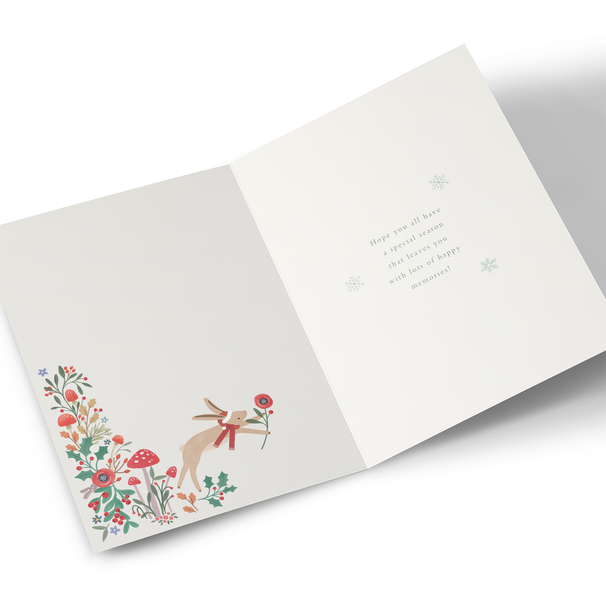 Christmas Card - Leaping Rabbits, To All The Family