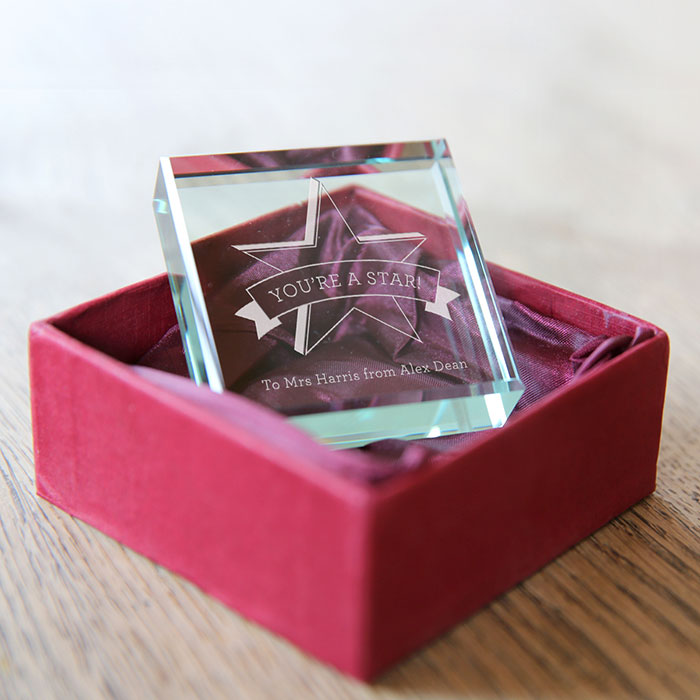 Personalised Engraved Glass Token - Star Teacher