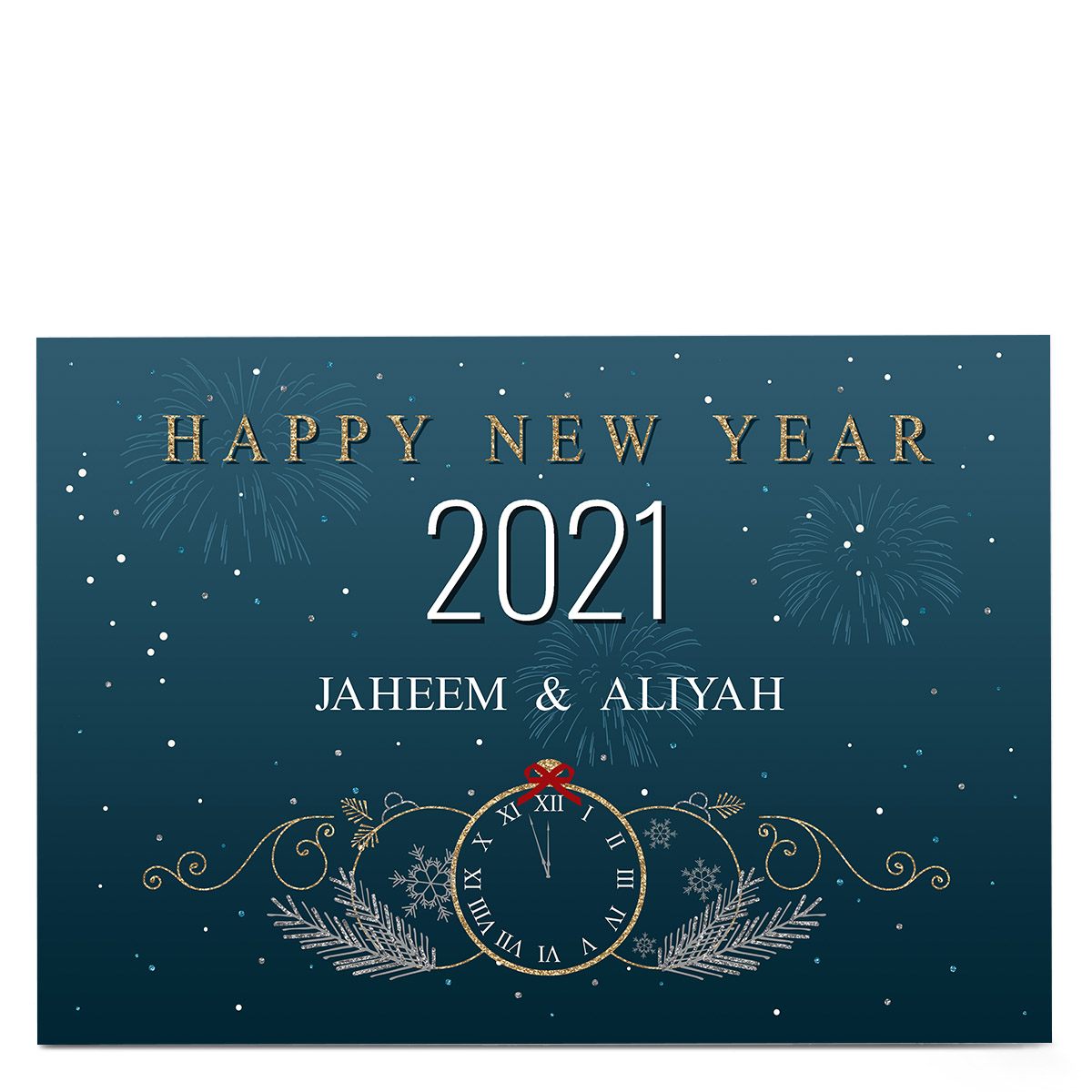 Personalised Christmas Card - Happy New Year Clock
