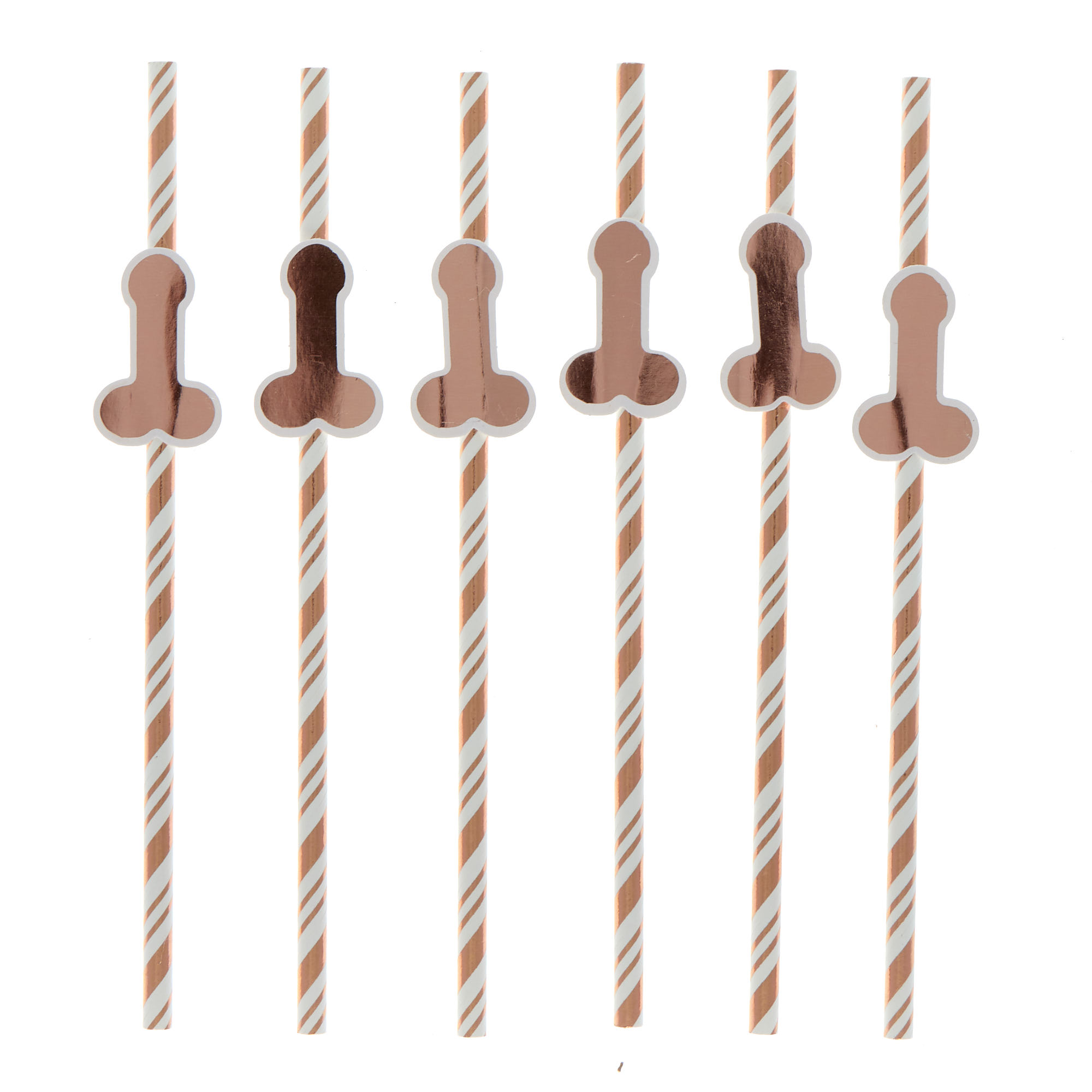 Rose Gold Willy Straws - Pack of 6
