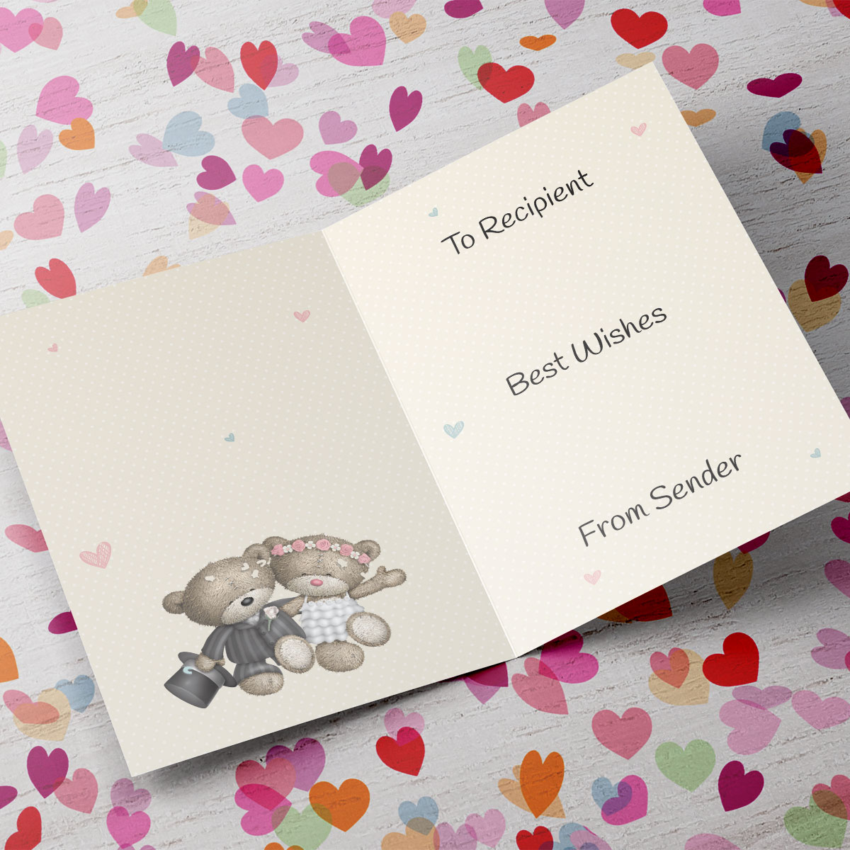Personalised Hugs Bear Wedding Card - Bride and Groom