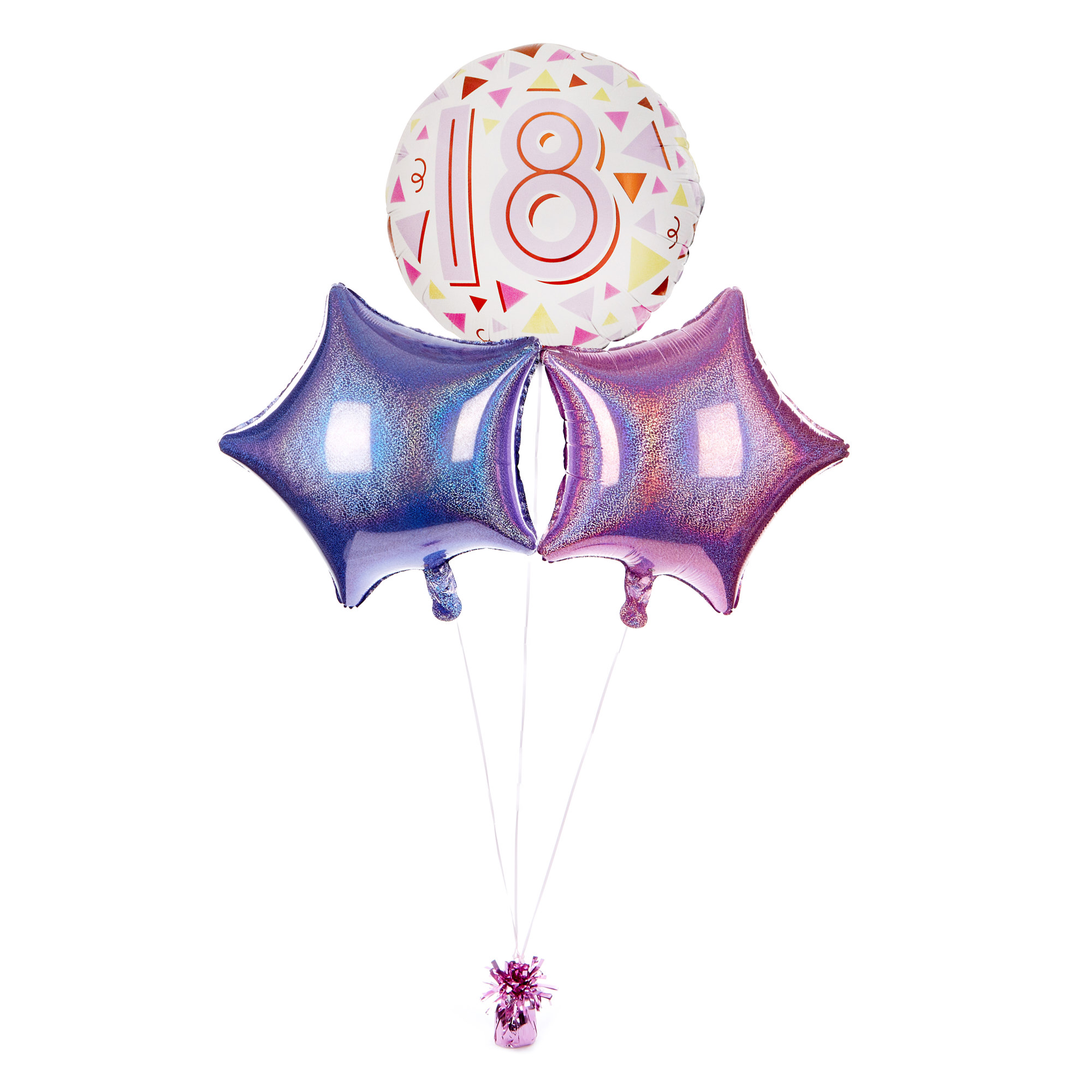 Pastel Triangles 18th Birthday Balloon Bouquet - DELIVERED INFLATED!