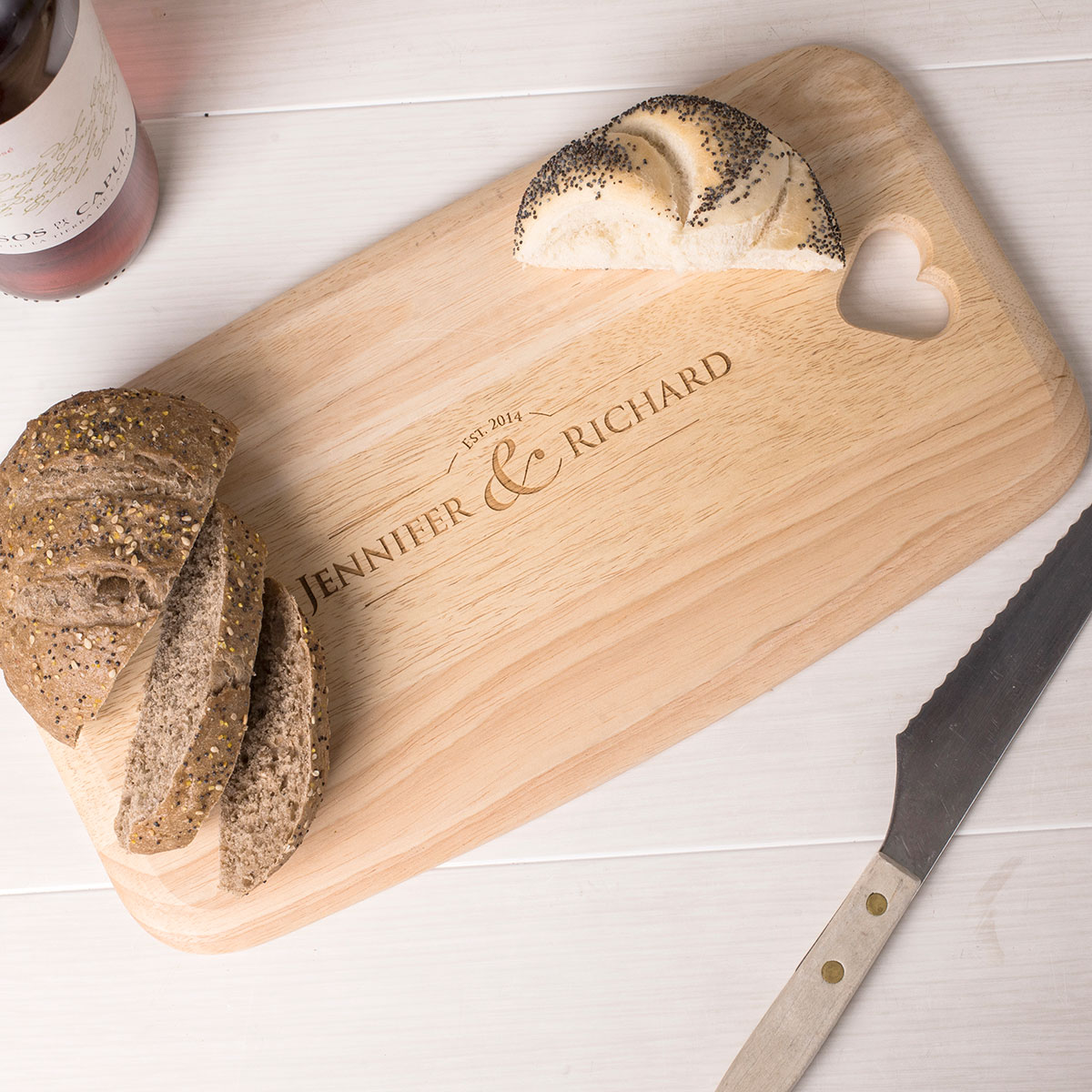 Personalised Engraved Wooden Heart Large Chopping Board