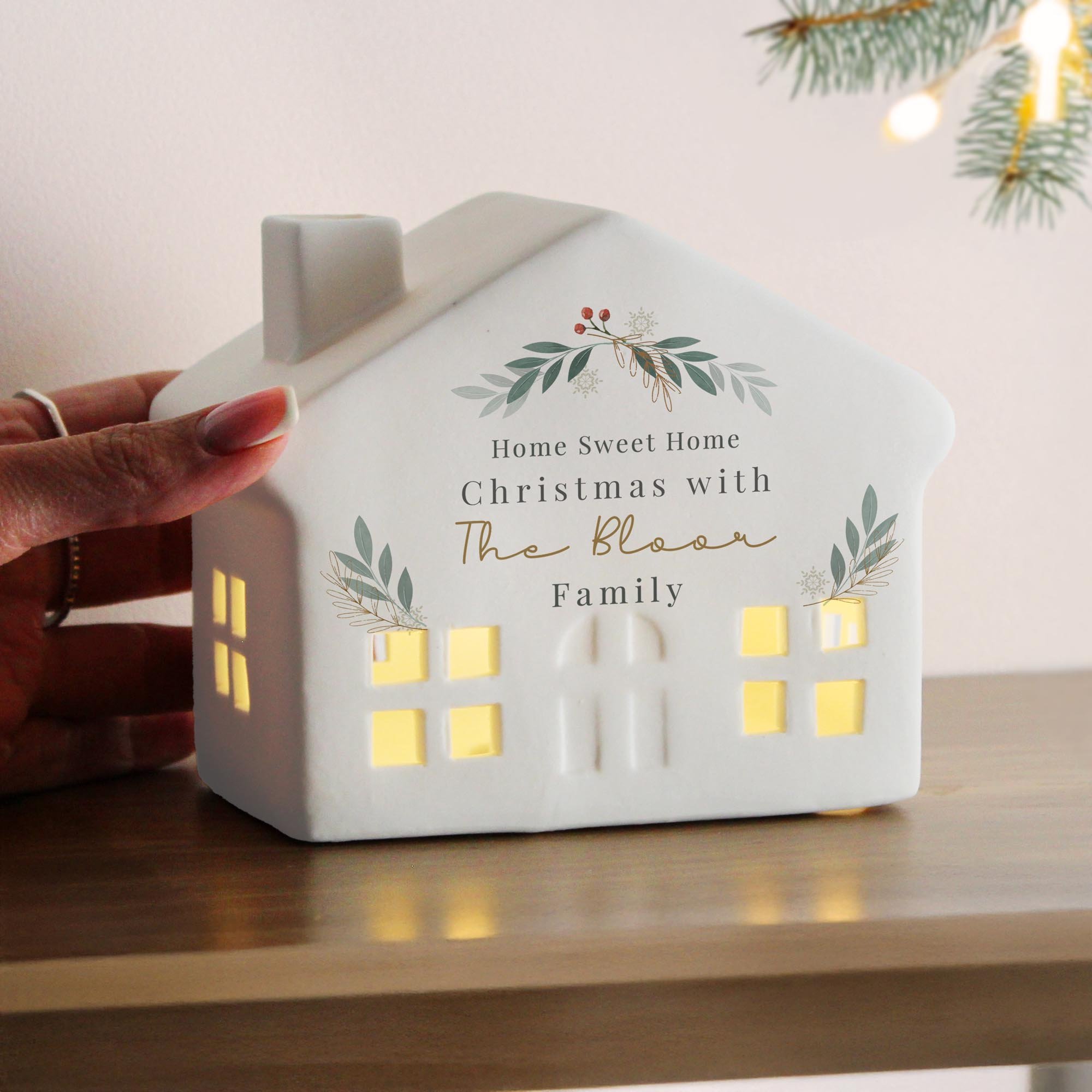 Personalised Christmas Foliage LED House