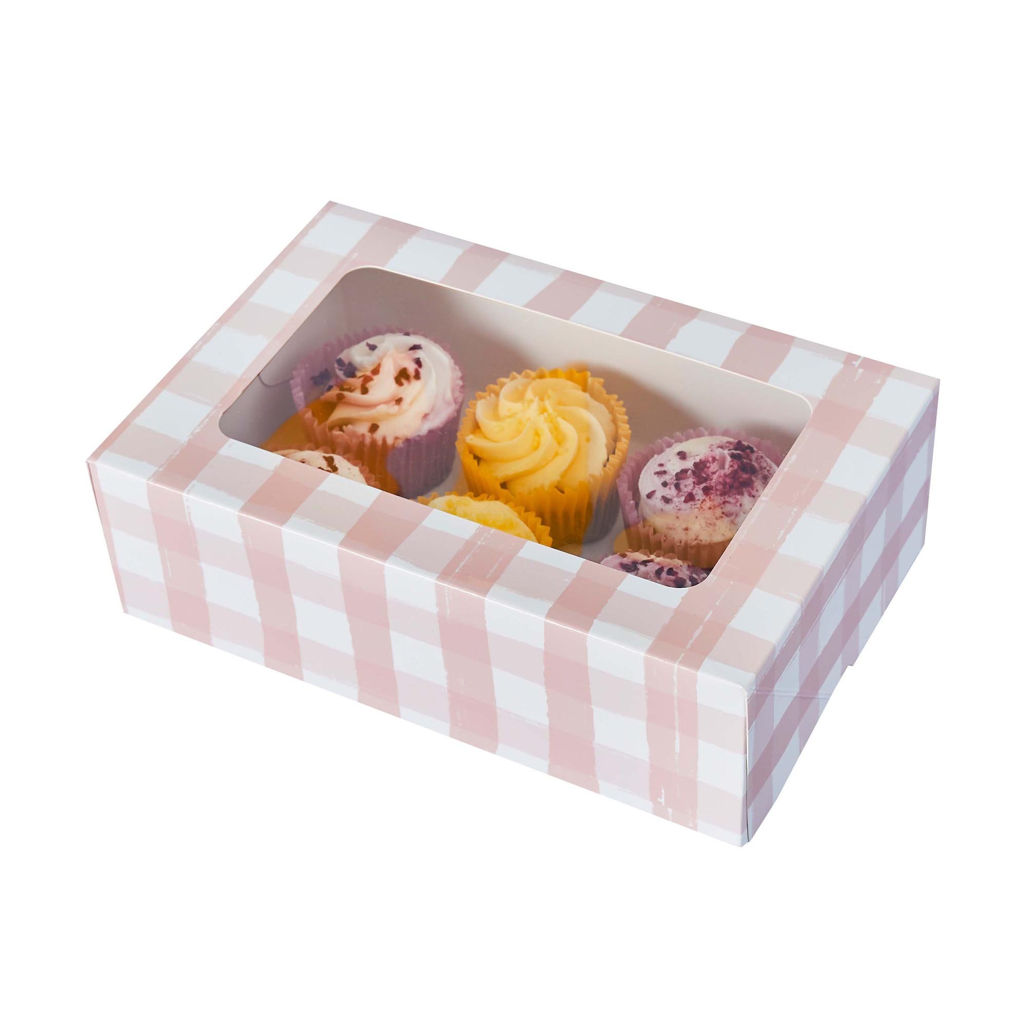 Gingham 6-Piece Cupcake Box 