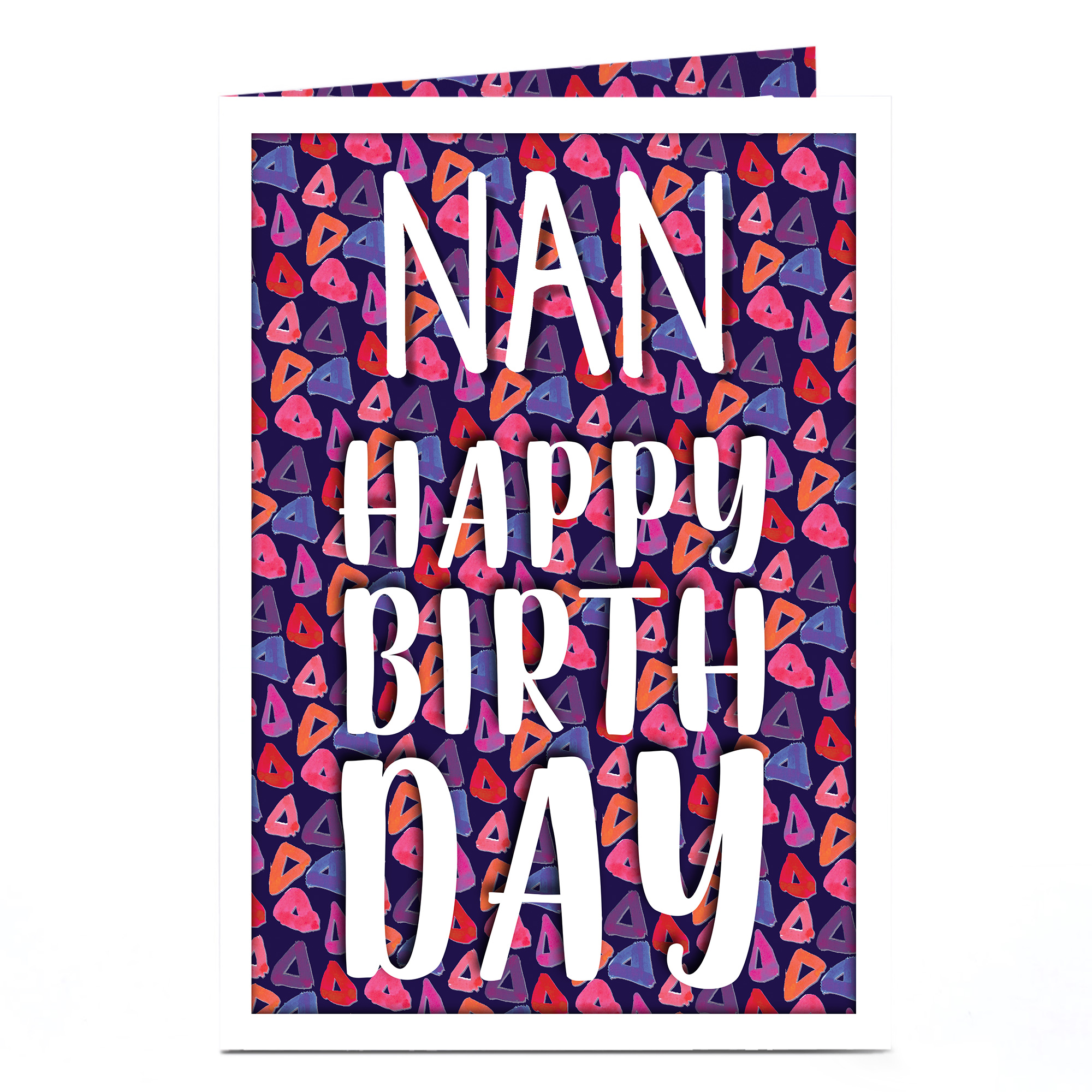 Personalised Birthday Card - Funky Triangles, Nan