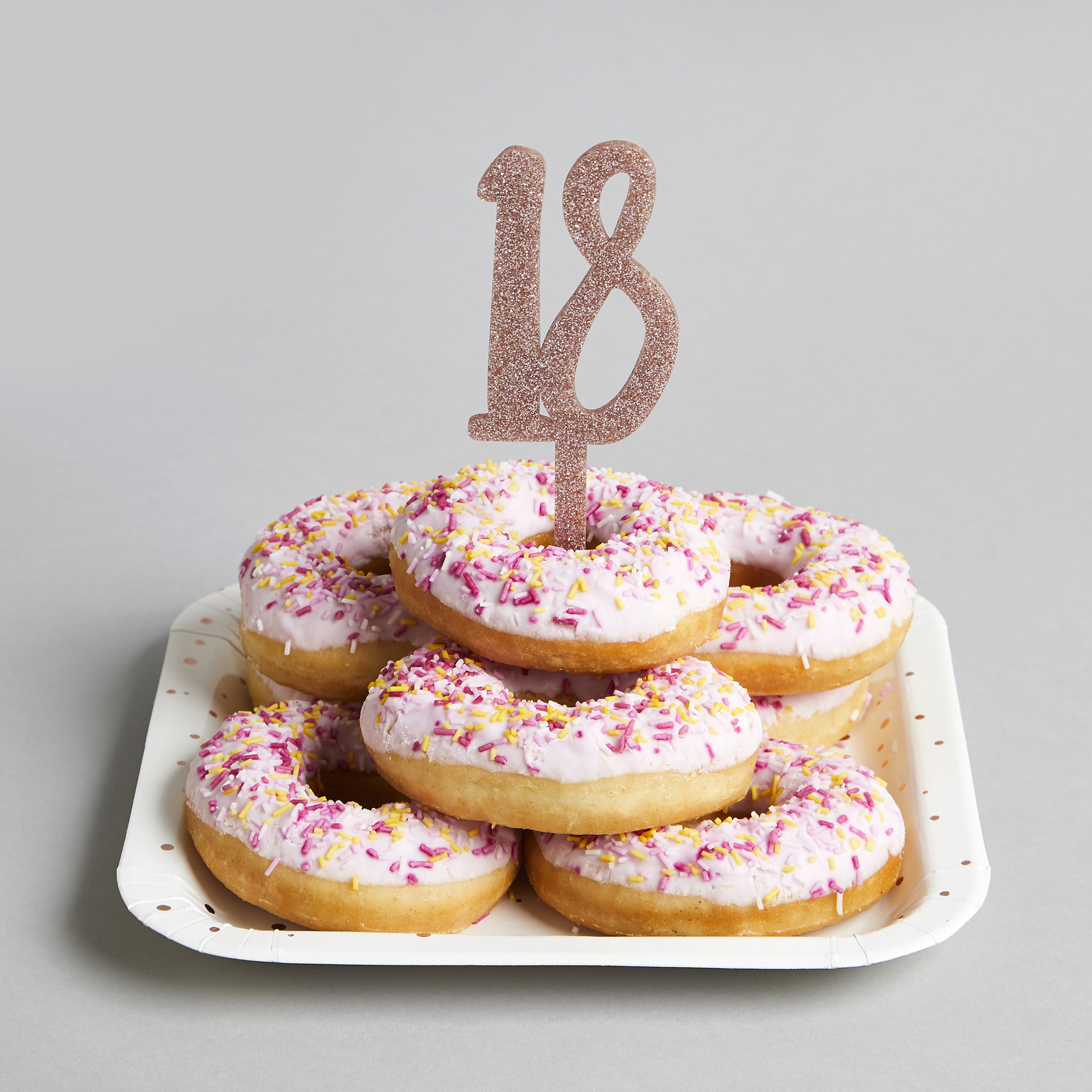 Metallic Rose Gold Number 18 Glitter Acrylic Cake Topper 