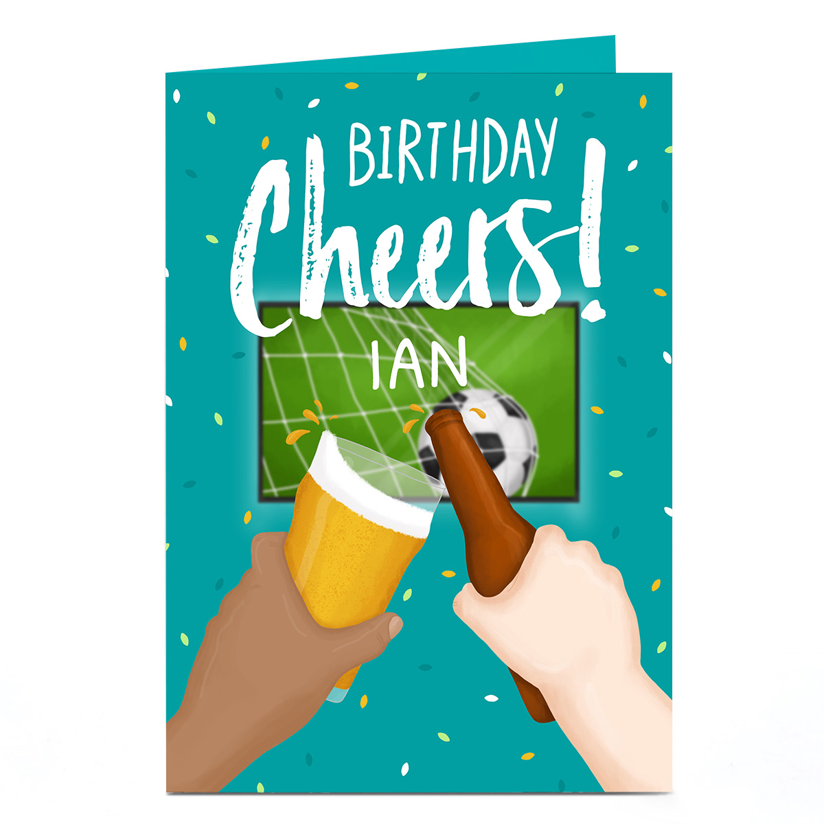 Personalised Birthday Card - Cheers Footie & Beer