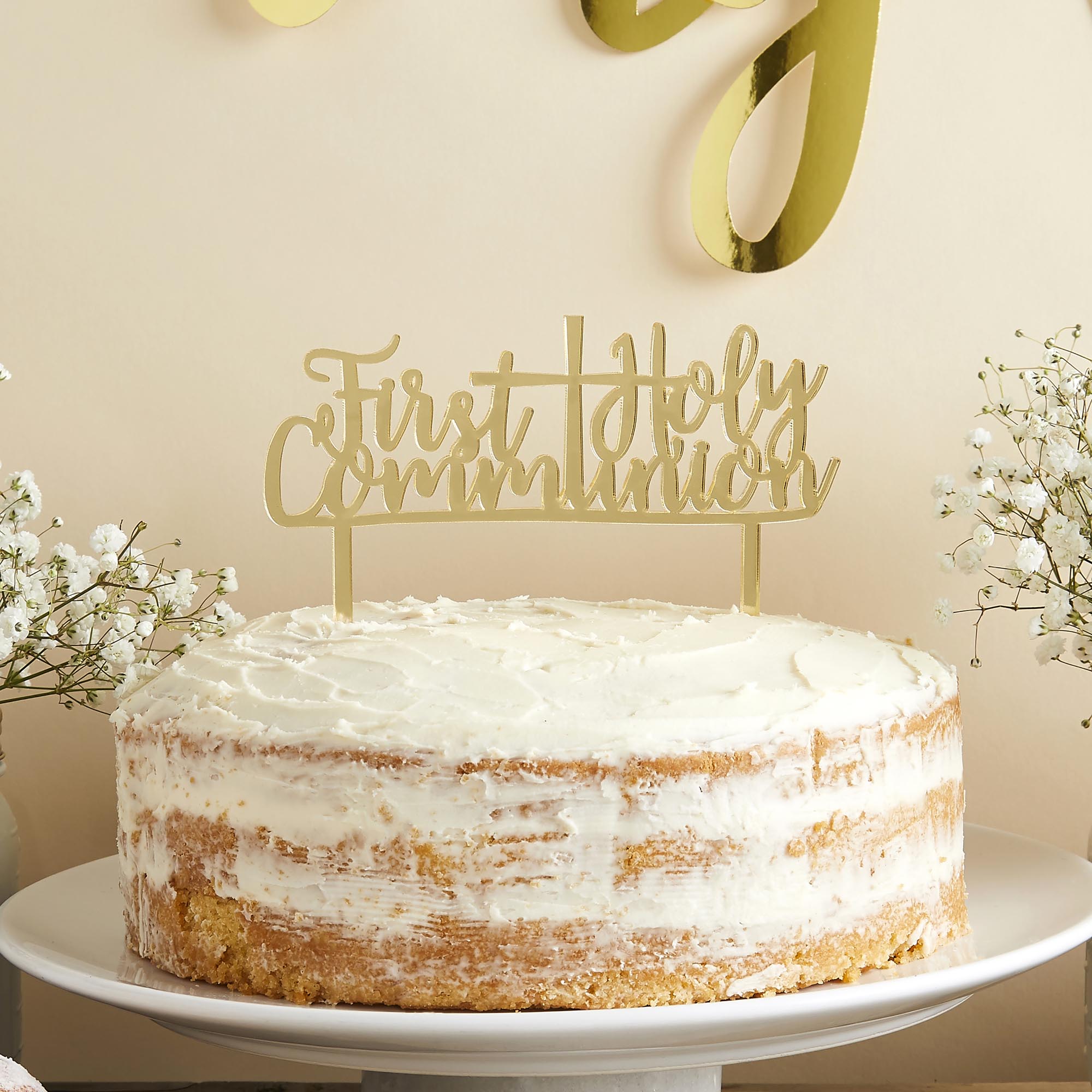 Gold First Holy Communion Acrylic Cake Topper 