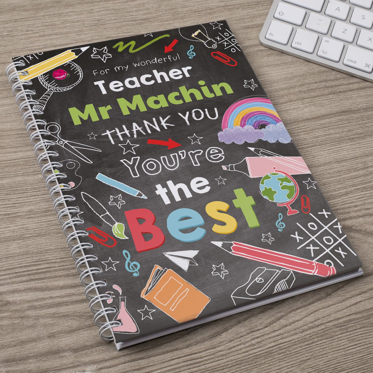 Personalised Thank You Teacher Notebook - Chalkboard, You're The Best