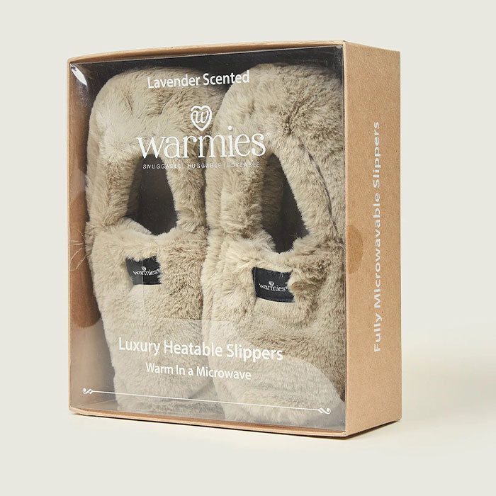 Warmies Luxurious Microwavable Slippers - Latte