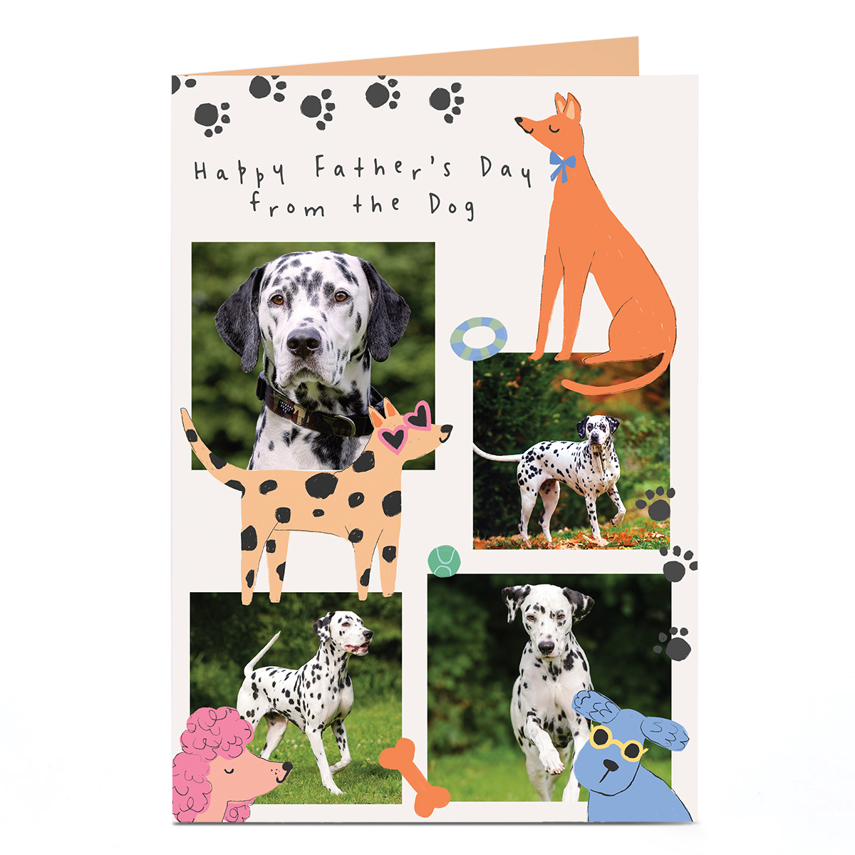Photo Father's Day Card - Dogs and Pawprints, From the Dog