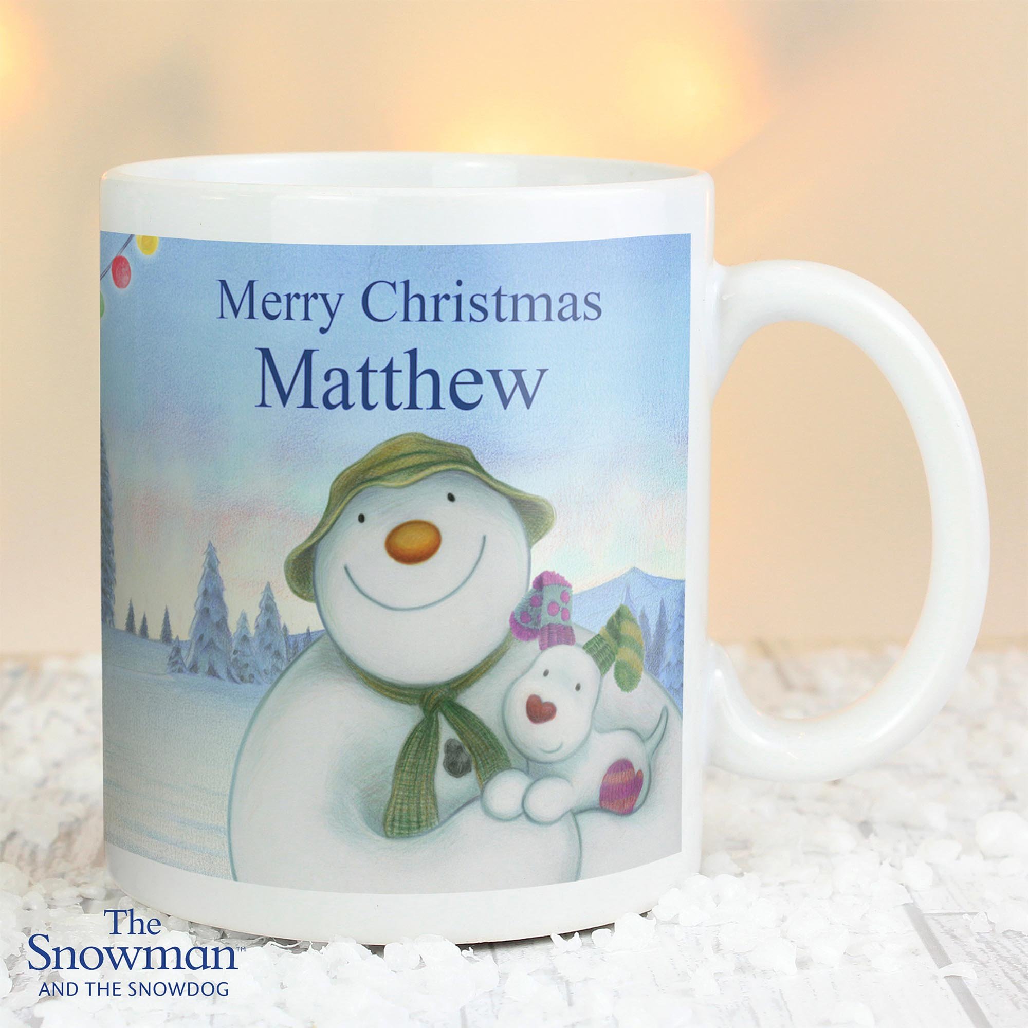 Personalised Traditional The Snowman & the Snowdog Mug