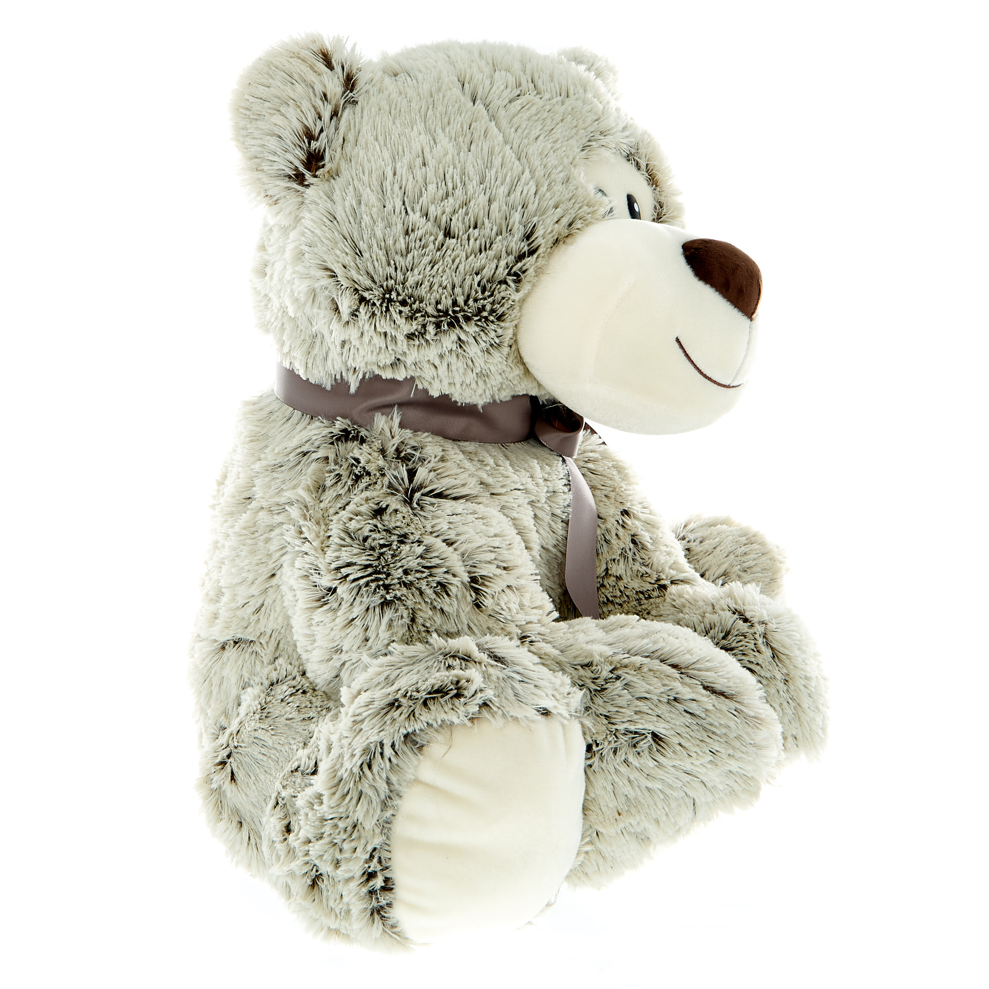 Giant Grey Bear With Bow Soft Toy