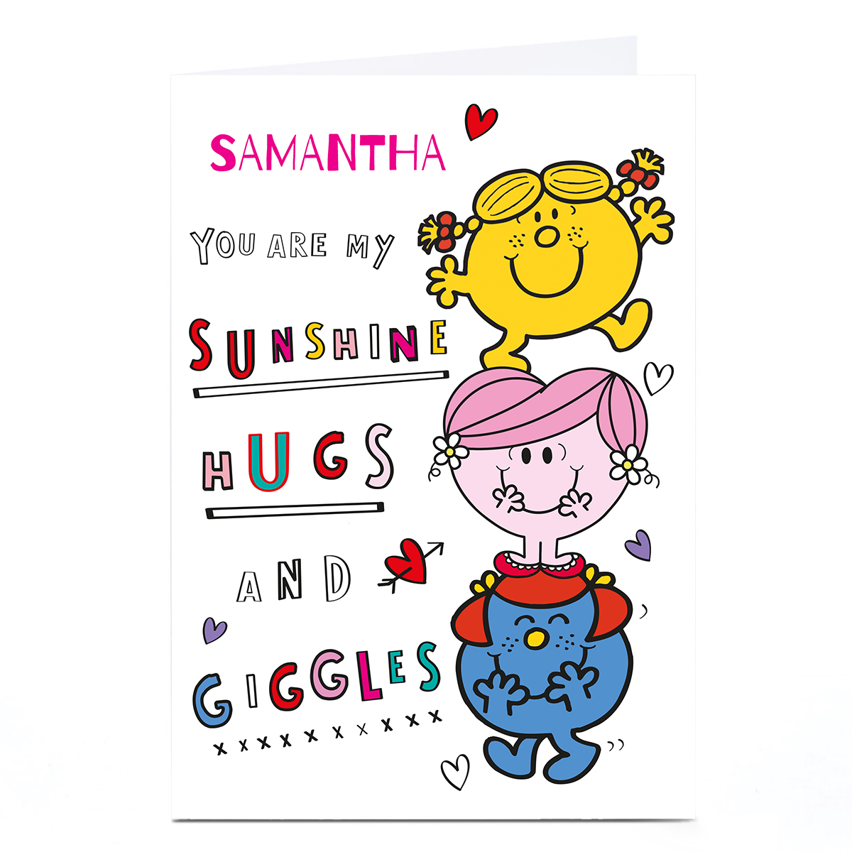 Personalised Mr Men Valentine's Day Card - You Are My Sunshine, Hugs and Giggles