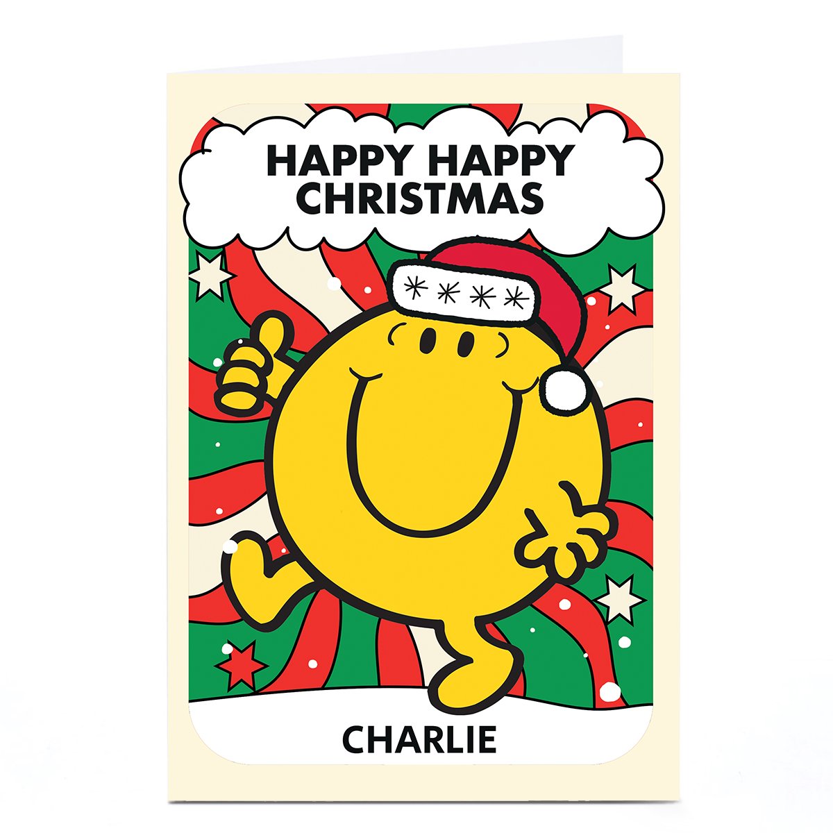 Personalised Mr Men & Little Miss Christmas Card - Happy Happy