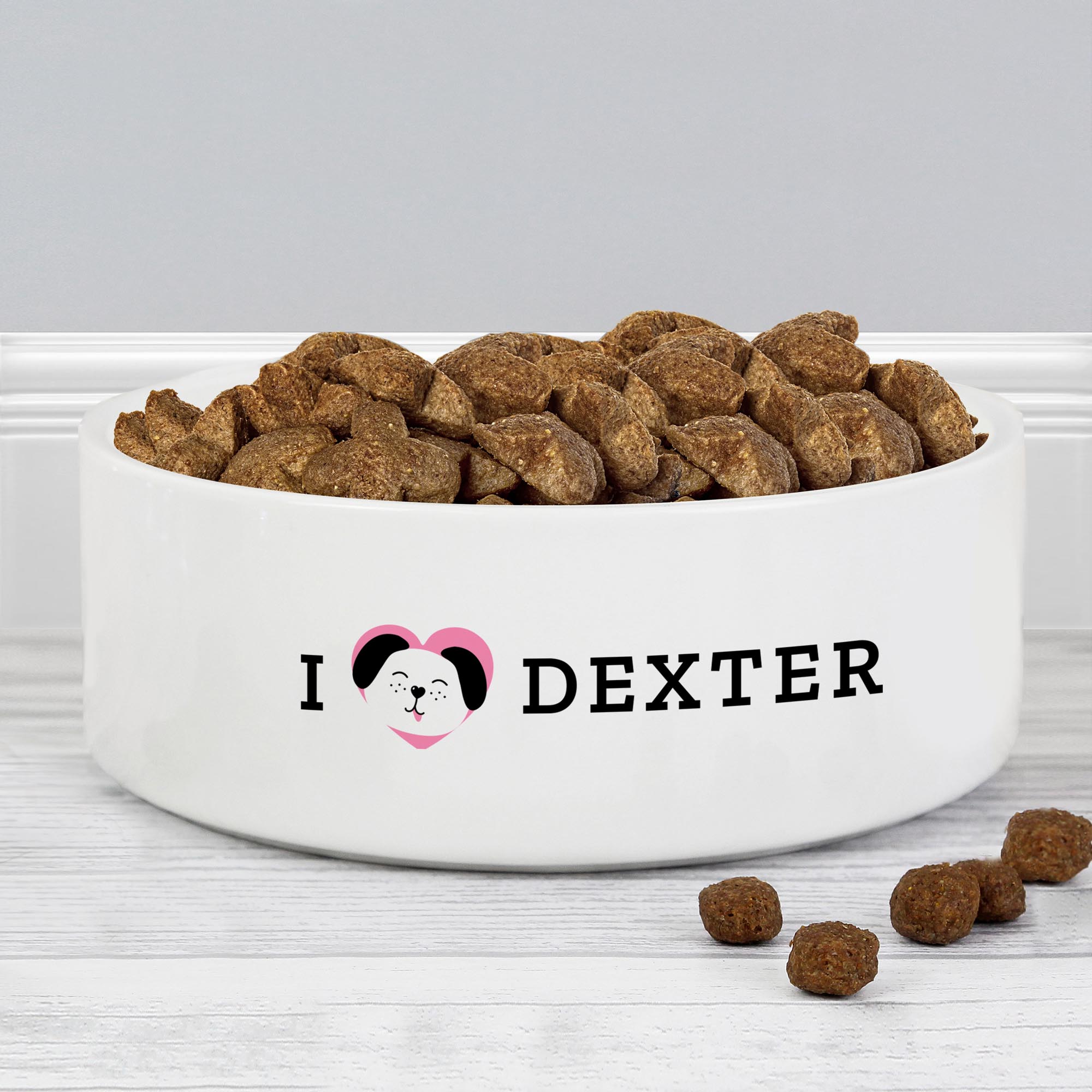 Personalised I Love my Dog 15cm Medium Ceramic White Pet Bowl