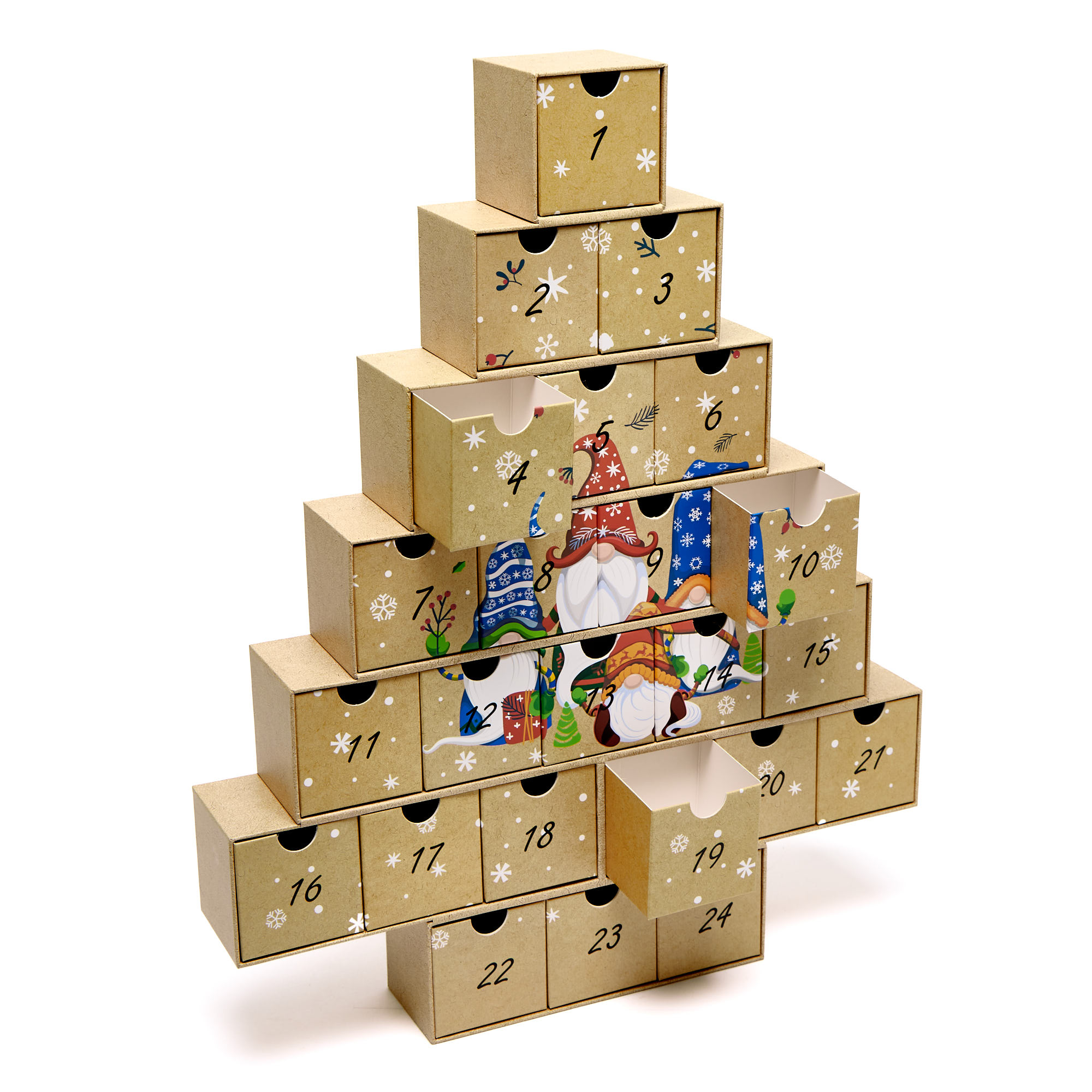 Reusable Cardboard Christmas Gonks Advent Calendar 