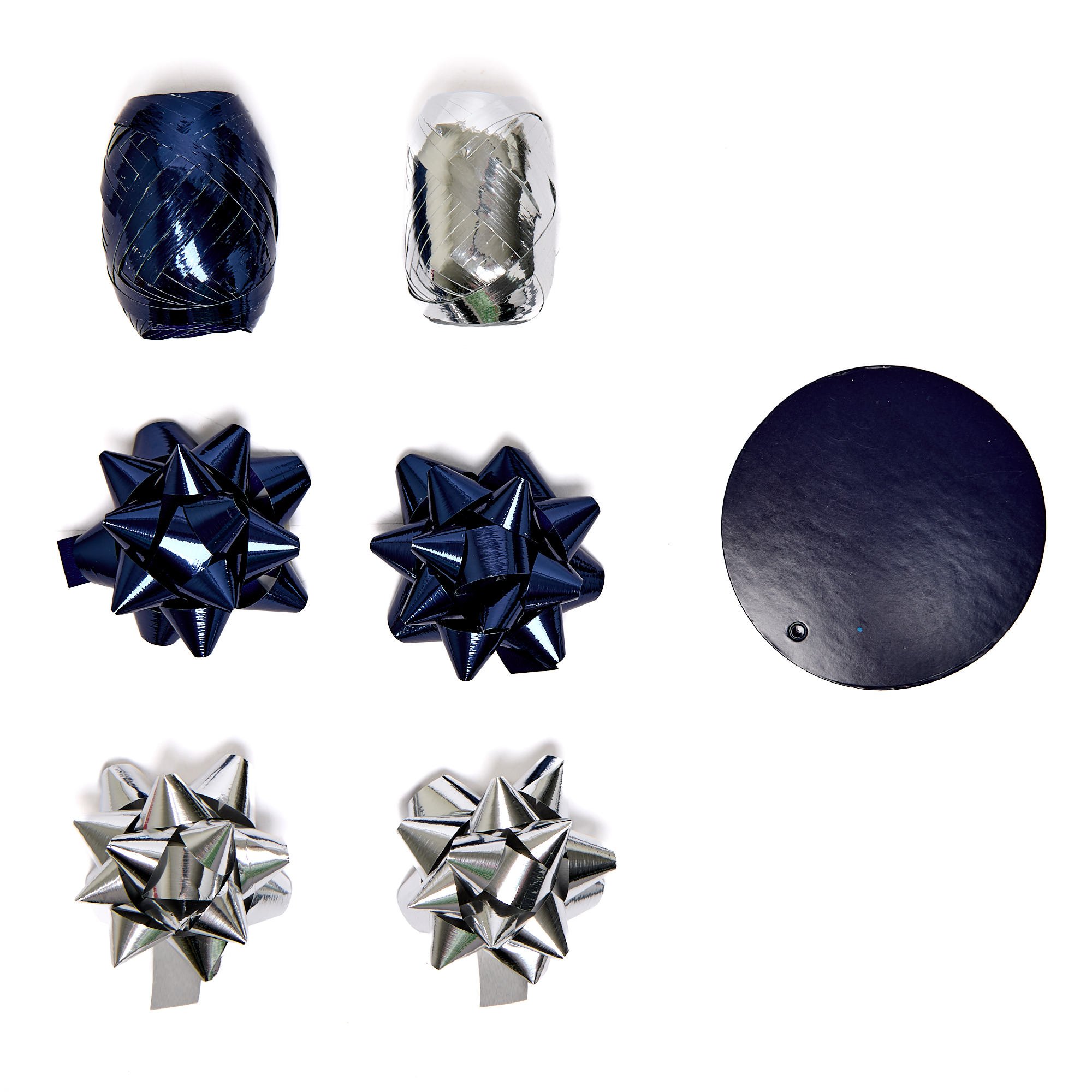 Navy & Silver Christmas Wrapping Paper & Accessories - 12 Rolls