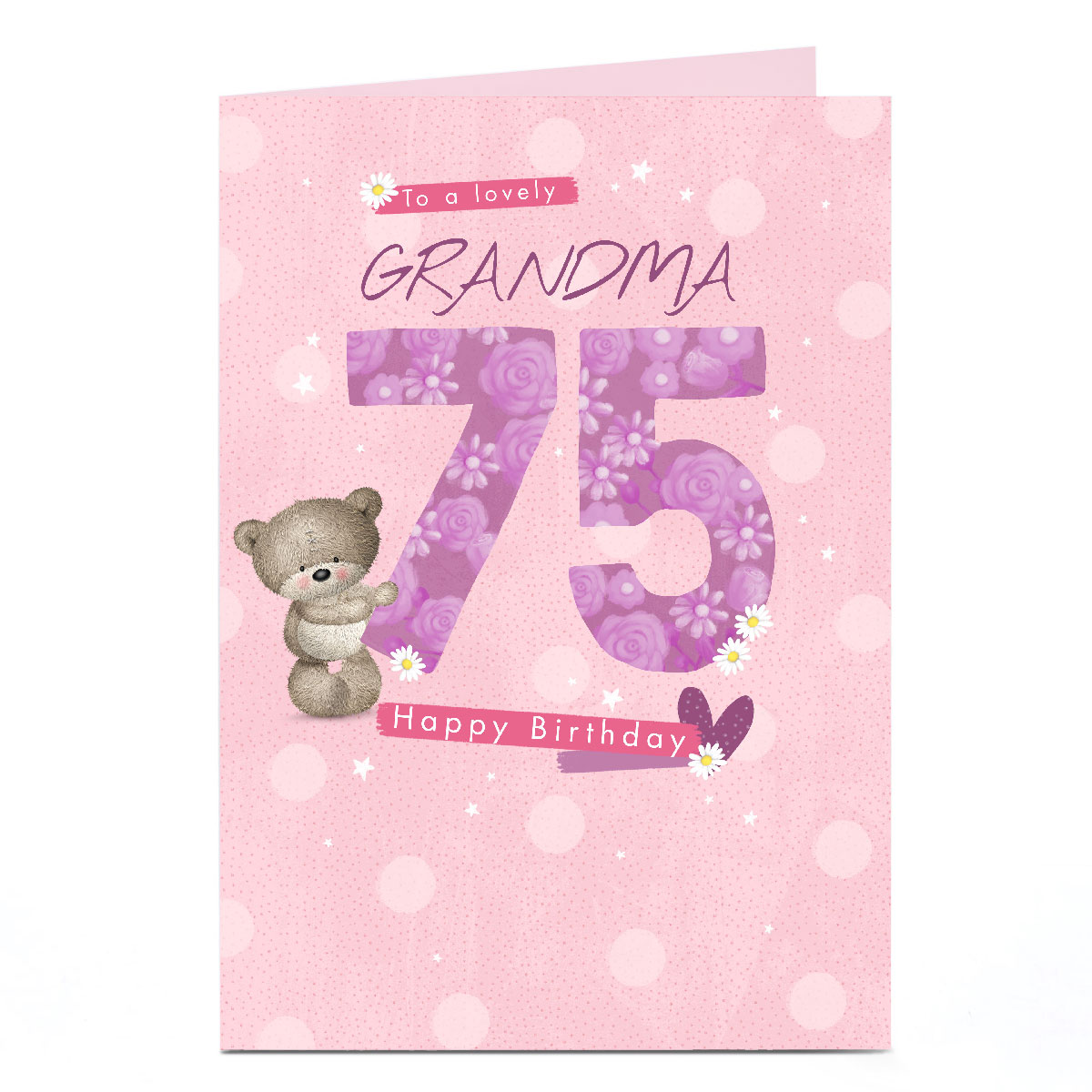 Personalised Hugs Birthday Card - Grandma 75th Birthday