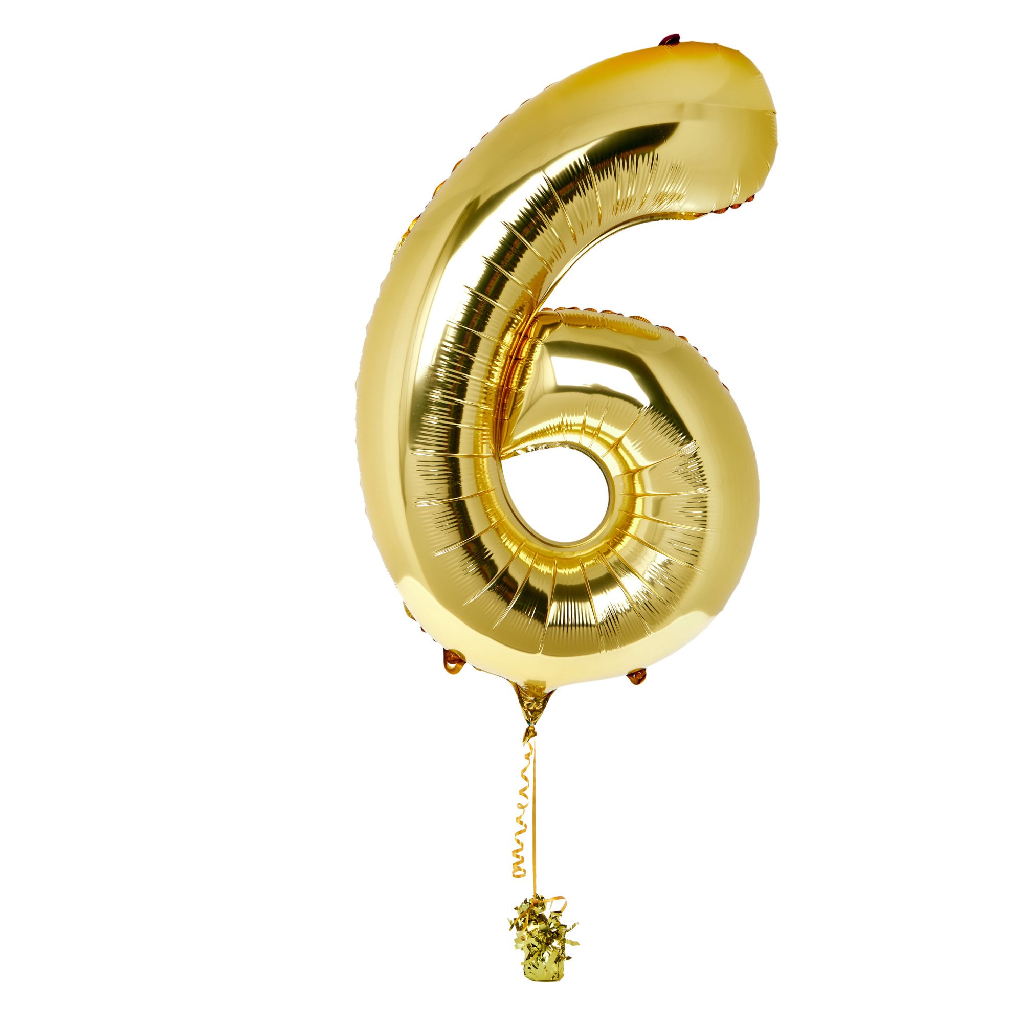 Large Gold Number 6 Inflated Balloon Arrangement 