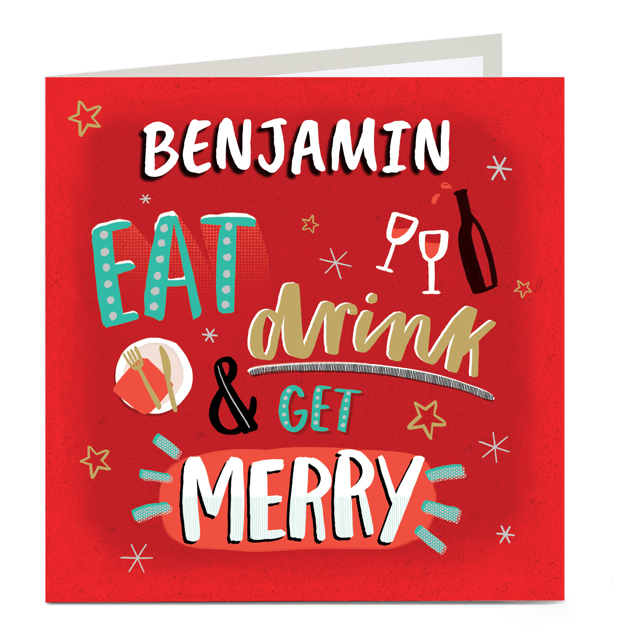 Personalised Christmas Card - Eat, Drink, Be Merry