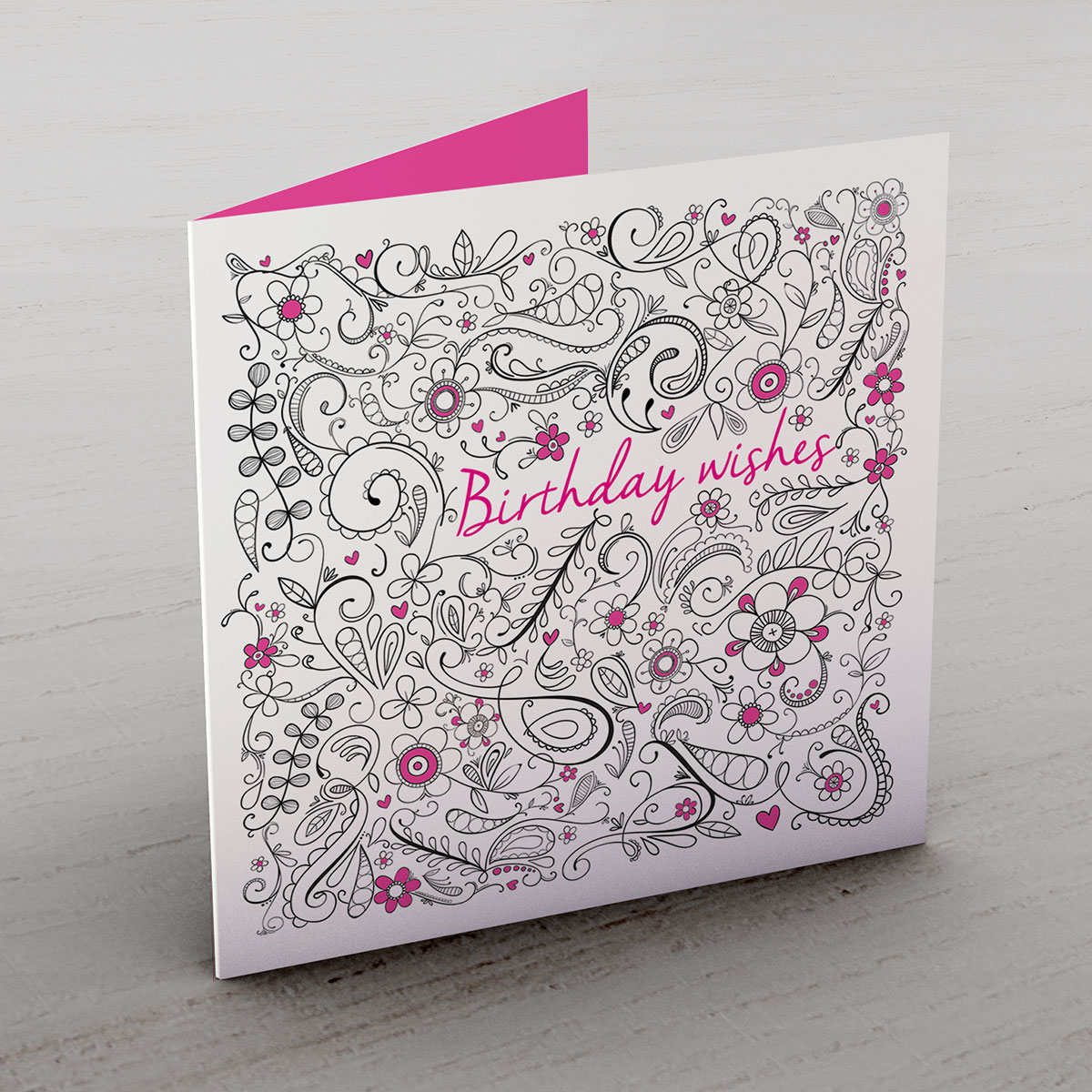 Personalised Birthday Card - Pink & White Floral Pattern