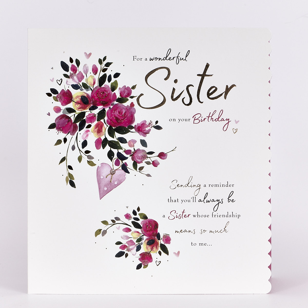 Platinum Collection Birthday Card - Wonderful Sister, Roses