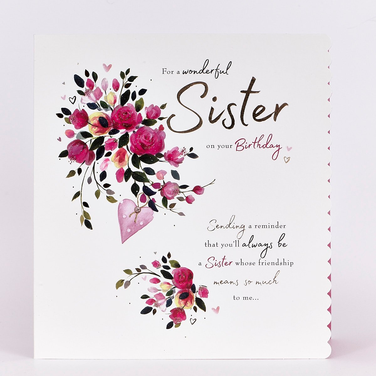 Platinum Collection Birthday Card - Wonderful Sister, Roses