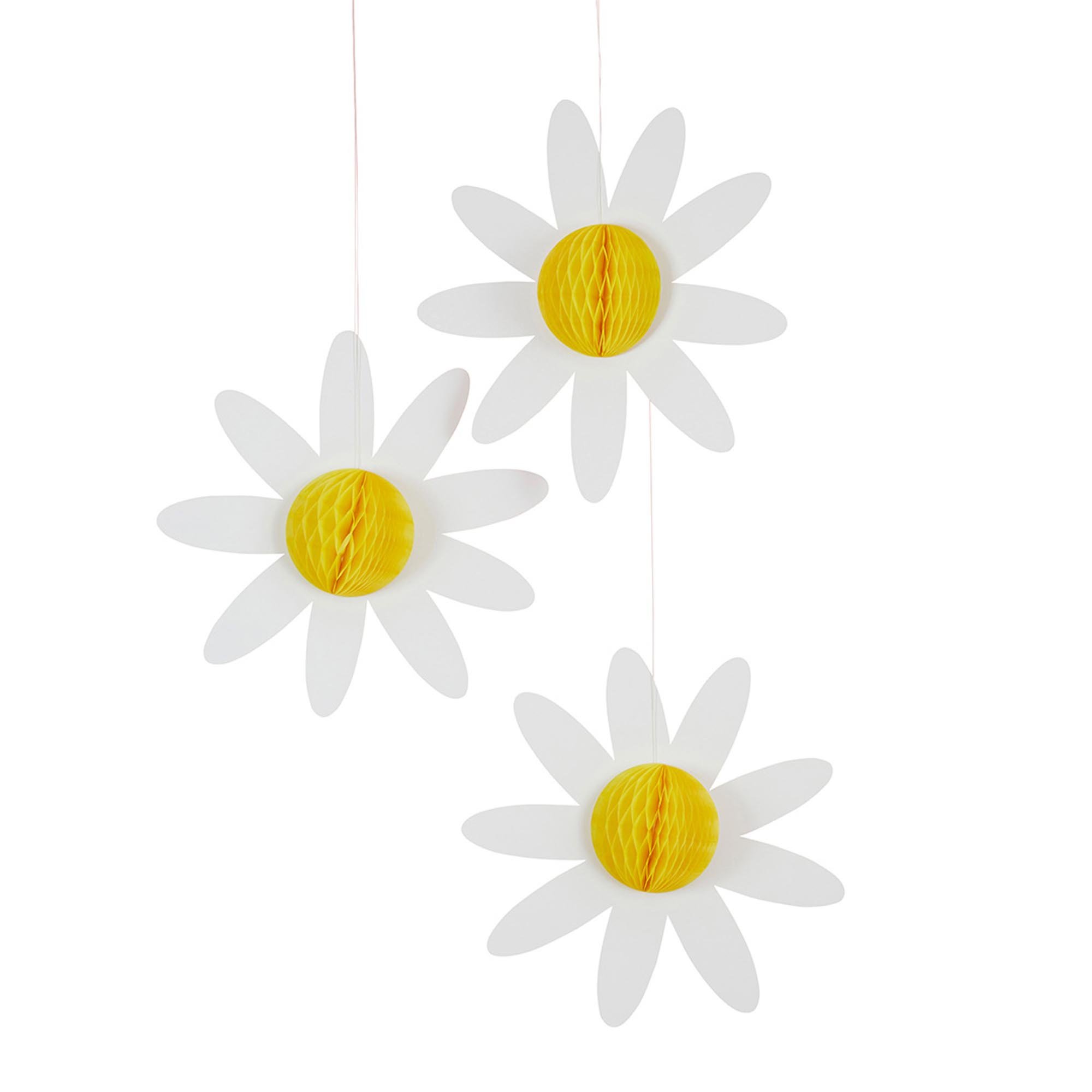 Daisy Honeycomb Decorations - Pack of 3