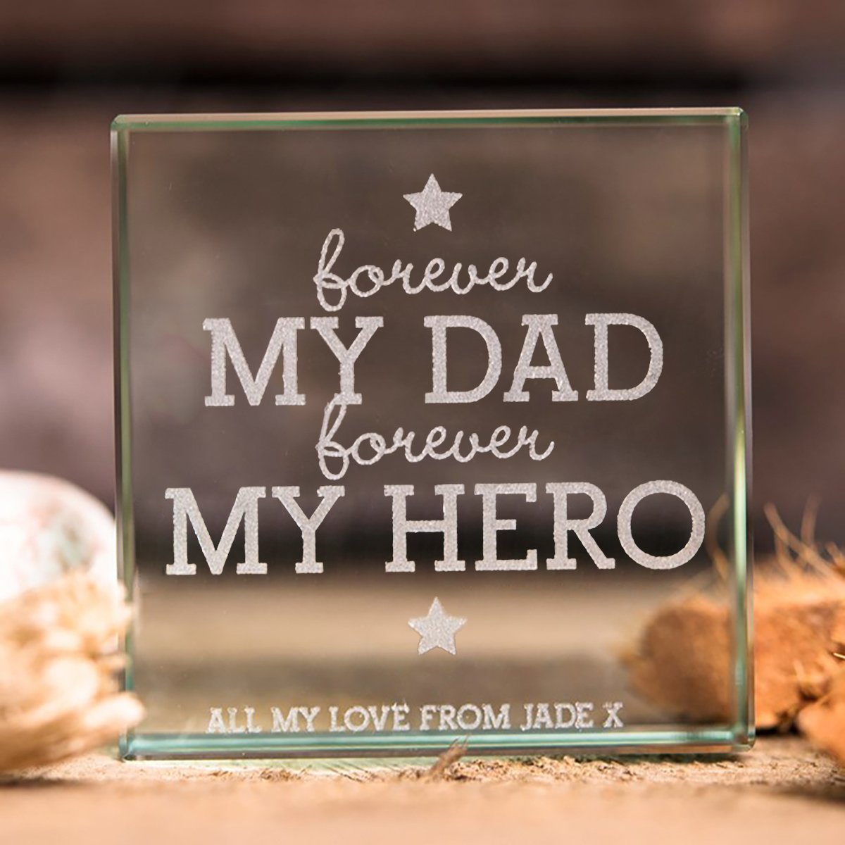 Personalised Engraved Glass Token - Forever My Dad