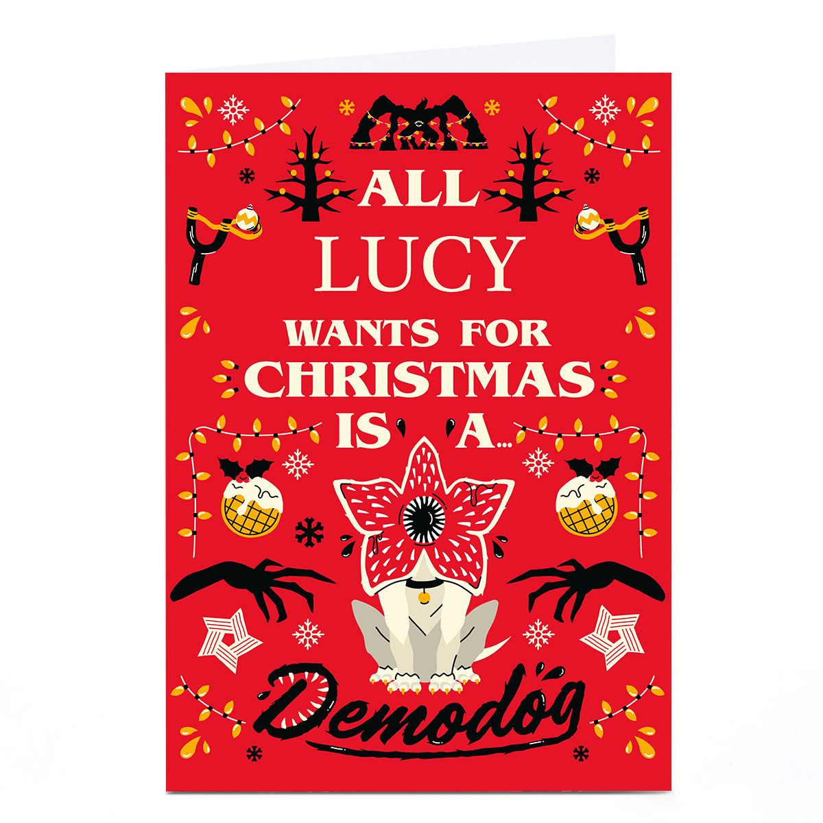 Personalised Stranger Things Christmas Card - Demodog