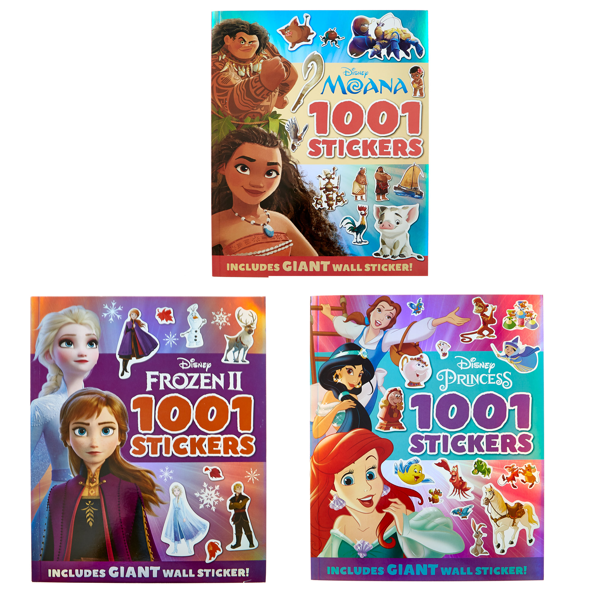 Disney Princesses, Frozen II & Moana Sticker Books - Set Of 3 