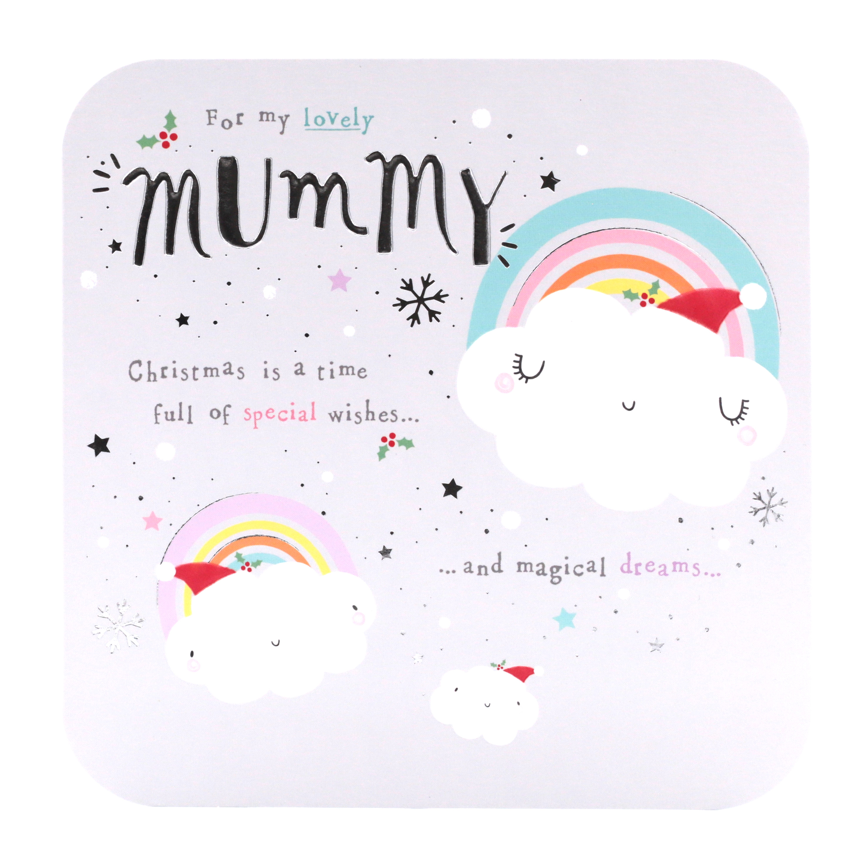 Christmas Card - Lovely Mummy, Christmas Rainbows