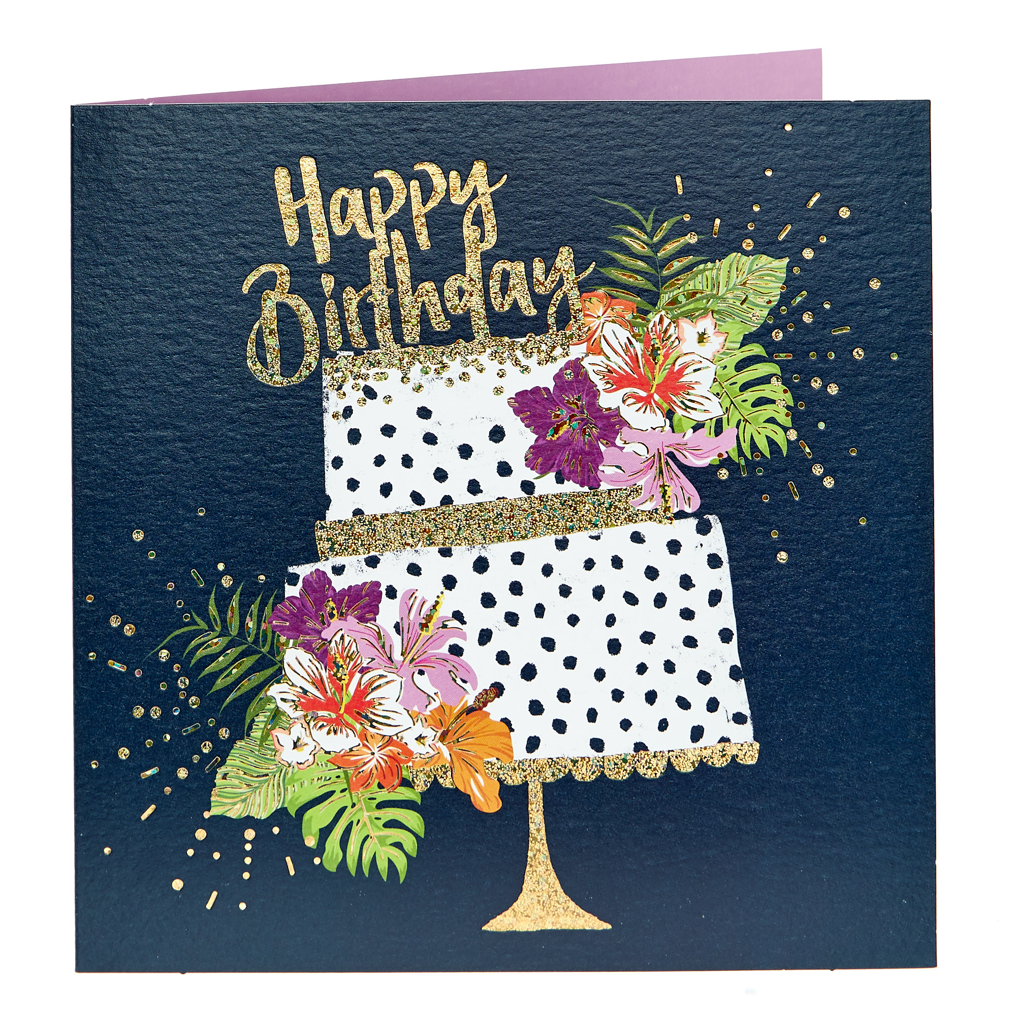 Birthday Card - Navy Spotty Cake