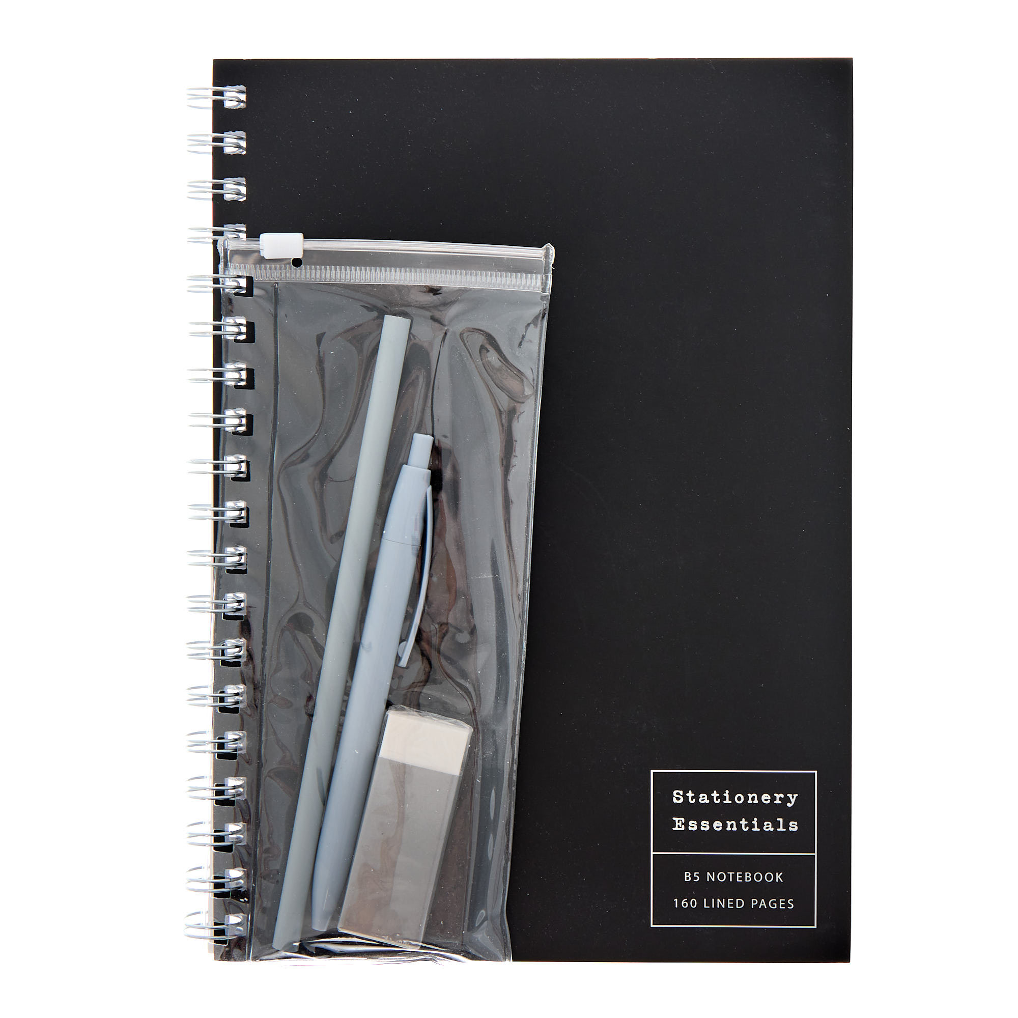 Stationery Essentials Black B5 Notebook & Pencil Case | cardfactory