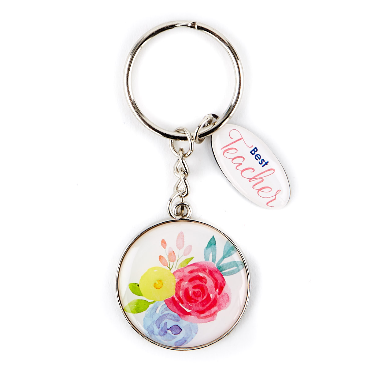 Floral Thank You Best Teacher Key Ring 