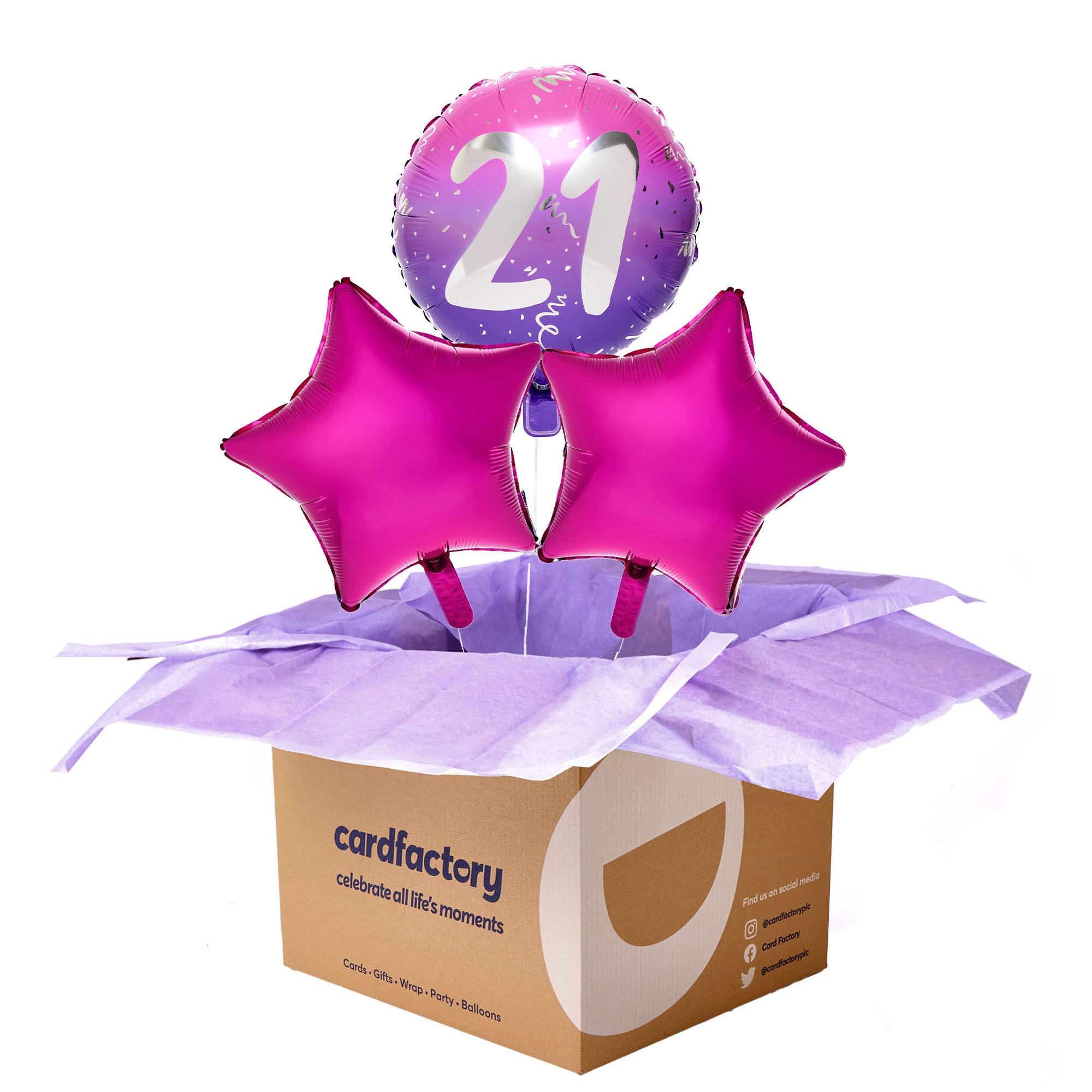 Pink 21st Birthday Balloon Bouquet - Delivered Inflated!