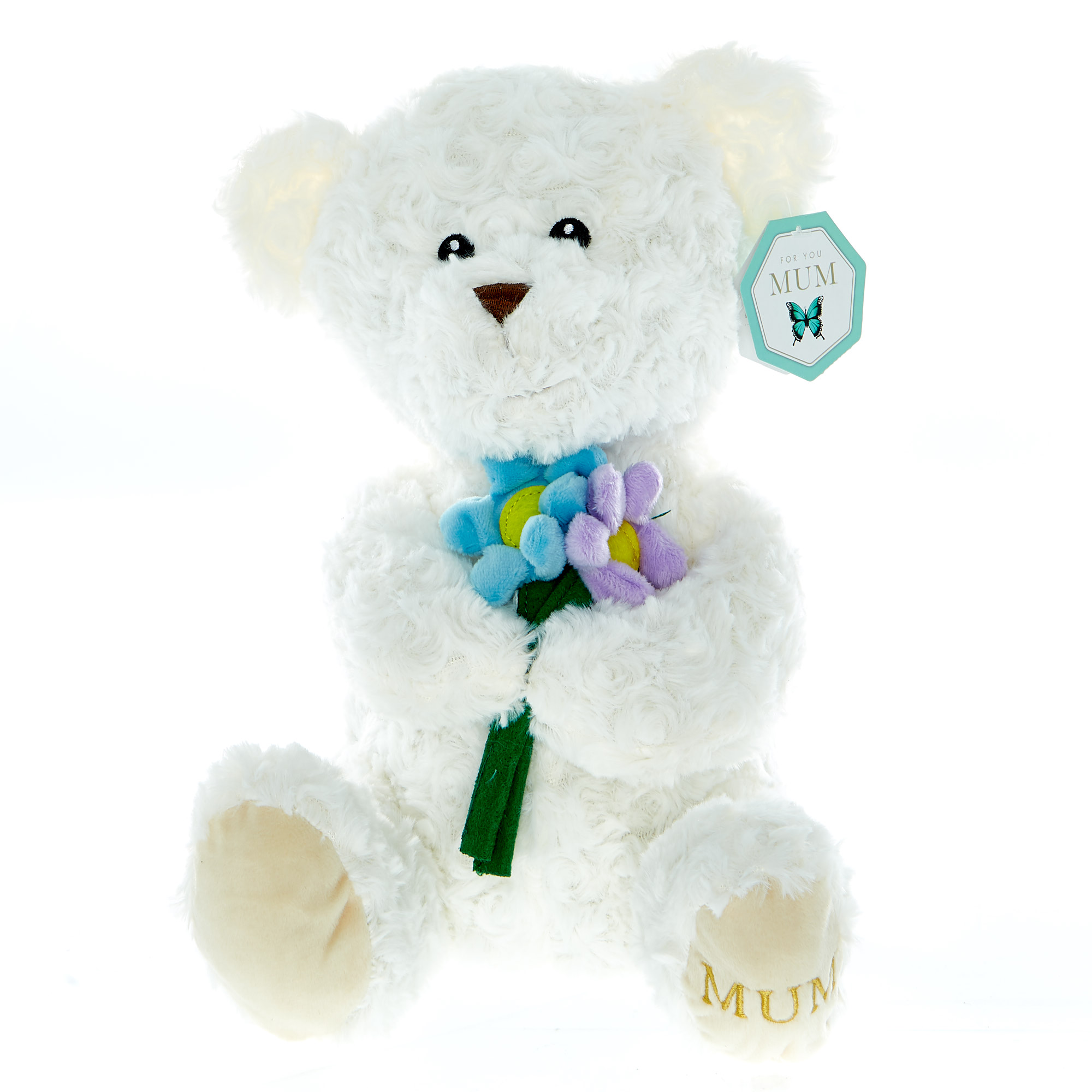 White Bear With Flowers Soft Toy 