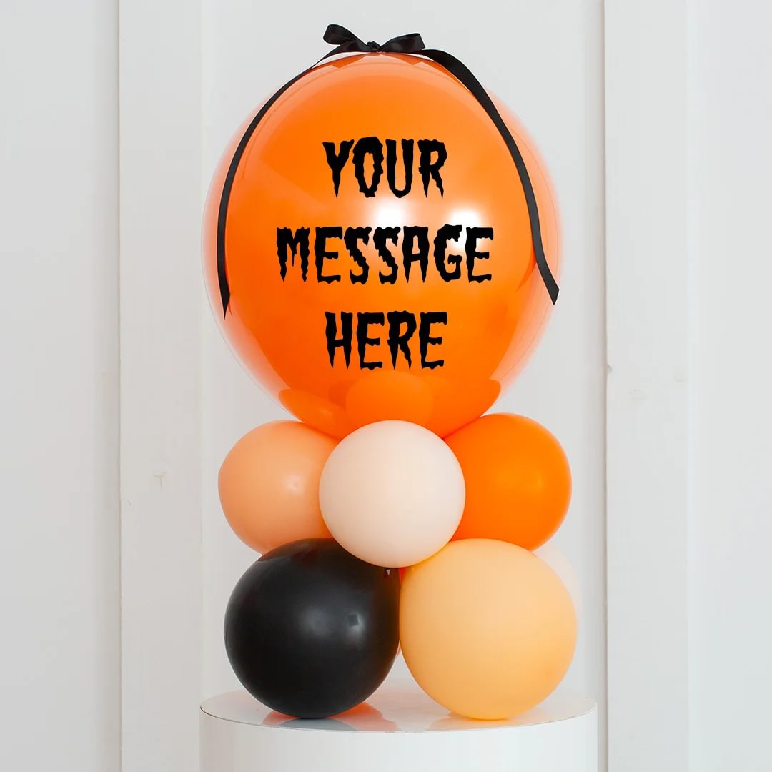 Personalised Halloween Pumpkin Patch Air-Filled Bubble Stack - Delivered Inflated!
